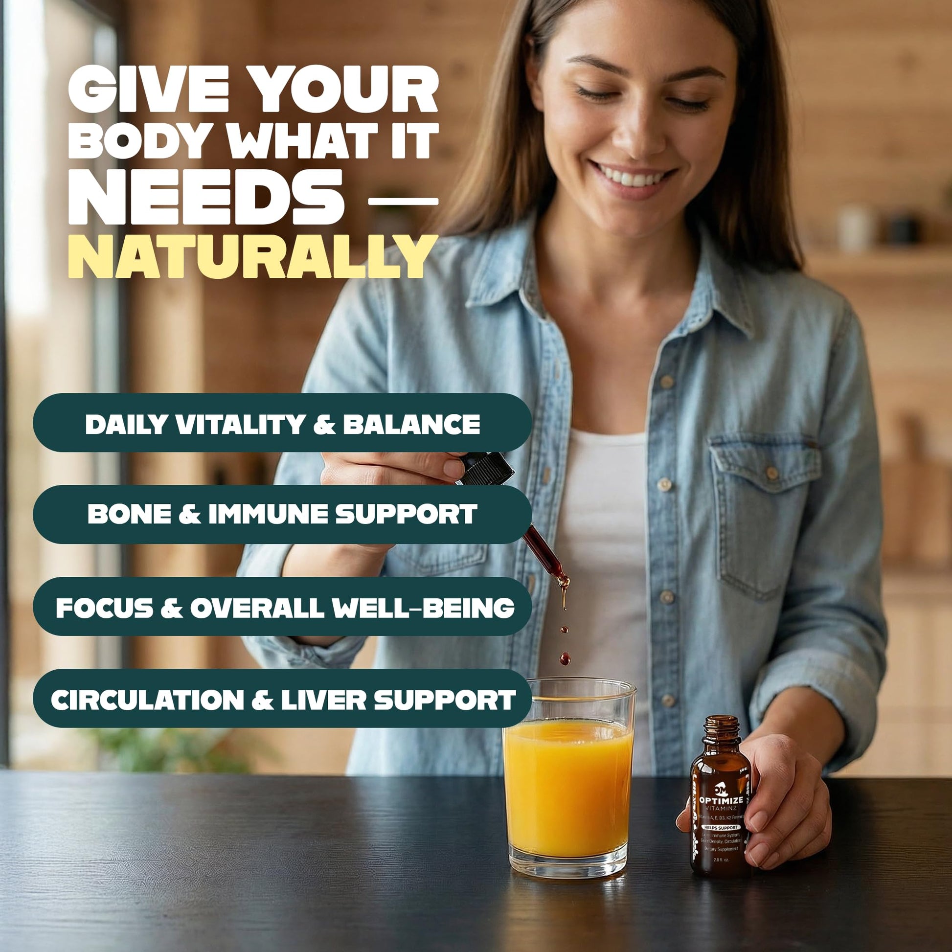 Optimize Vitaminz Liquid Vitamin D3 K2 Drops with Dandelion Root & Bilberry | Immune, Liver & Bone Support, MK-7 Formula, Fast Absorption Liquid Multivitamin, 30 Day Supply, 2 Fl Oz Optimize Minerals buy supplements canada