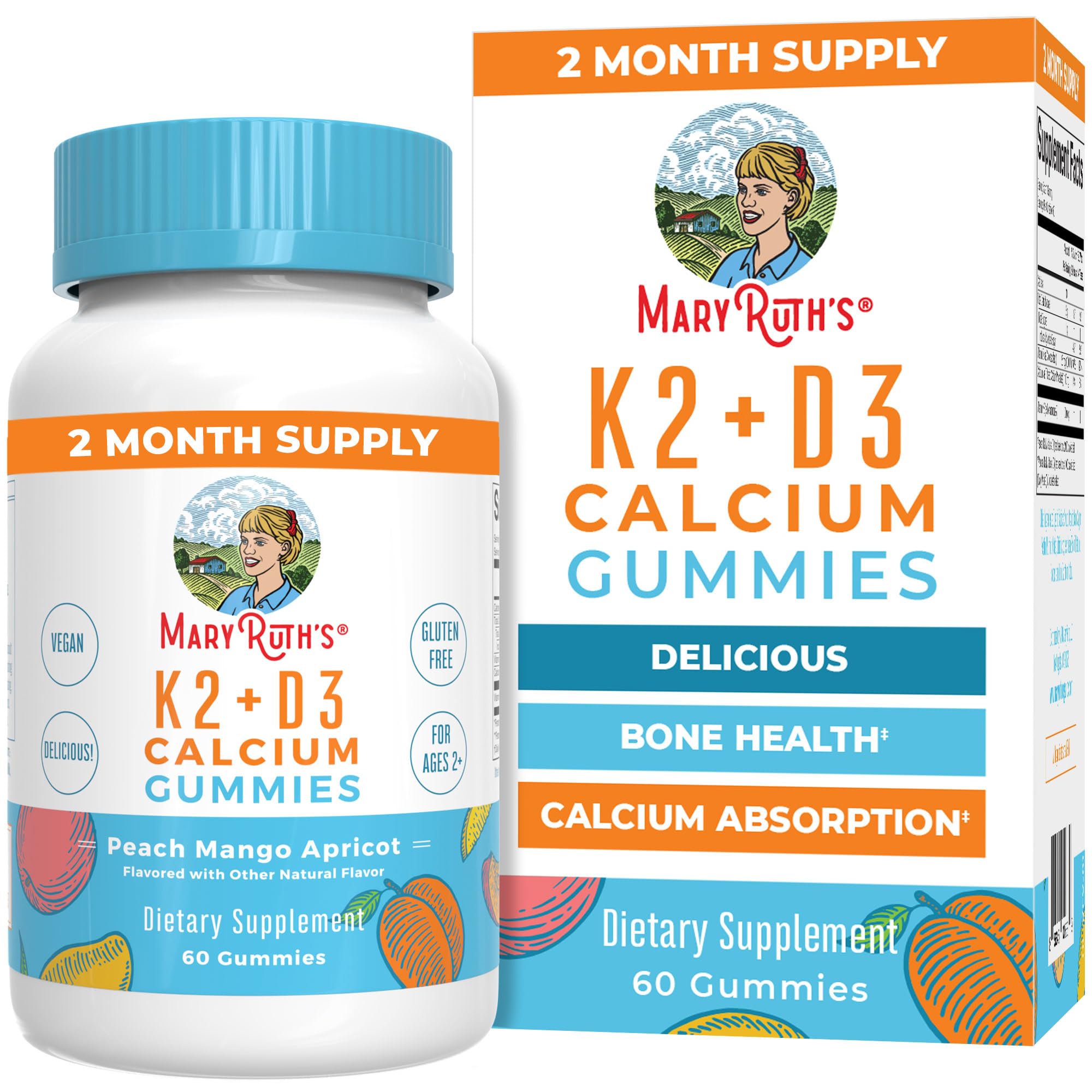 MaryRuth Organics Calcium with Vitamin D & Vitamin K2, 2 Month Supply, Calcium Supplement Supports Bone Health & Joint Support, with Vitamins D3 K2 Gummies, Vegan, Non-GMO, Gluten Free, 60 Count MARYRUTH'S buy supplements canada