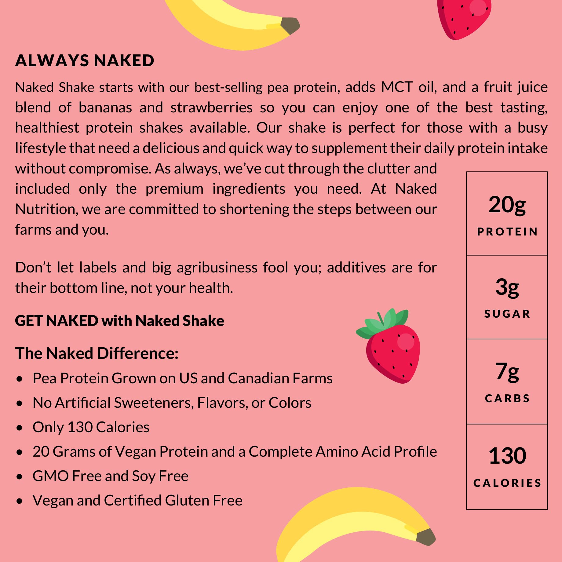 NAKED nutrition Naked Shake - Vegan Protein Powder, Strawberry Banana - Flavored Plant NAKED buy supplements canada