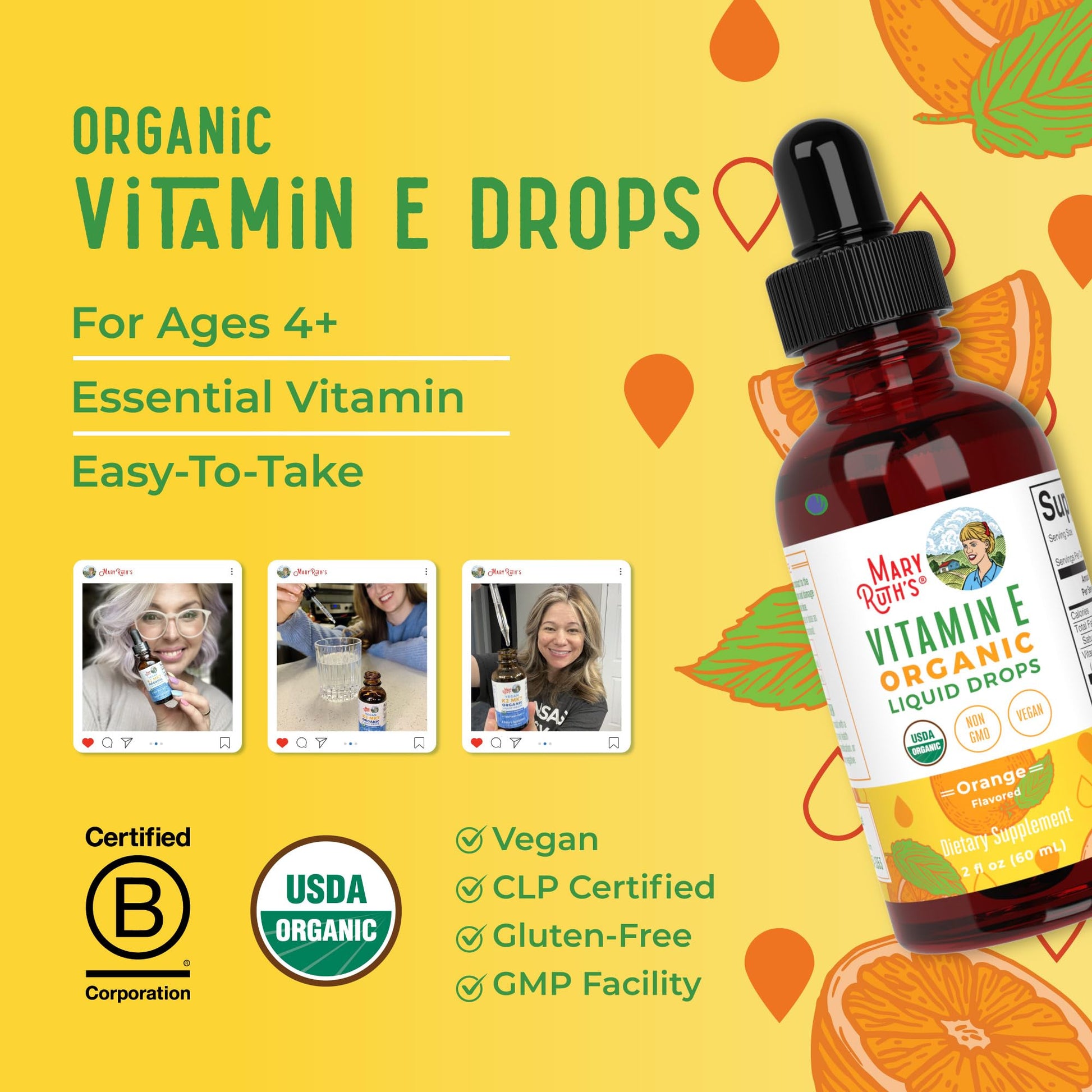 MaryRuth Organics USDA Vitamin E Liquid Drops 2 Month Supply | Bone and Joint Health | Cognitive Health for Adults and Kids | Sugar Free, Vegan, Non-GMO, Gluten Free | 2 Ounces MARYRUTH'S buy supplements canada