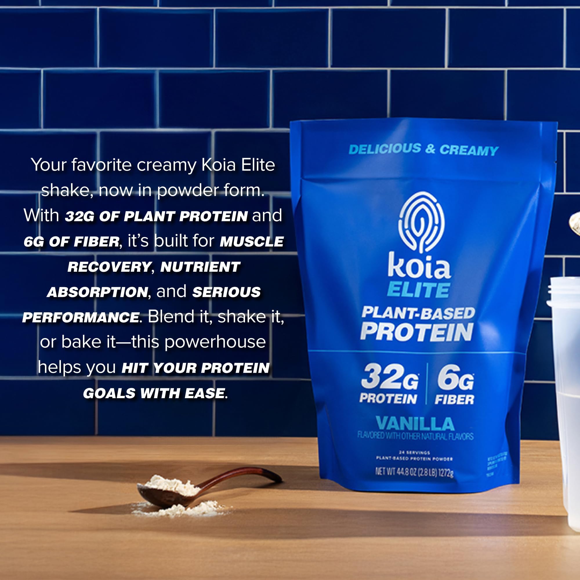Koia Plant Based Protein Elite Powder, Vanilla, 32g Protein, 4g Sugar, 6g Prebiotic Fiber, Pre & Post Workout, 21 Vitamins & Minerals, Dairy-Free, Gluten-Free, Non-GMO, 24 Servings, 44.8 Oz Koia buy supplements canada