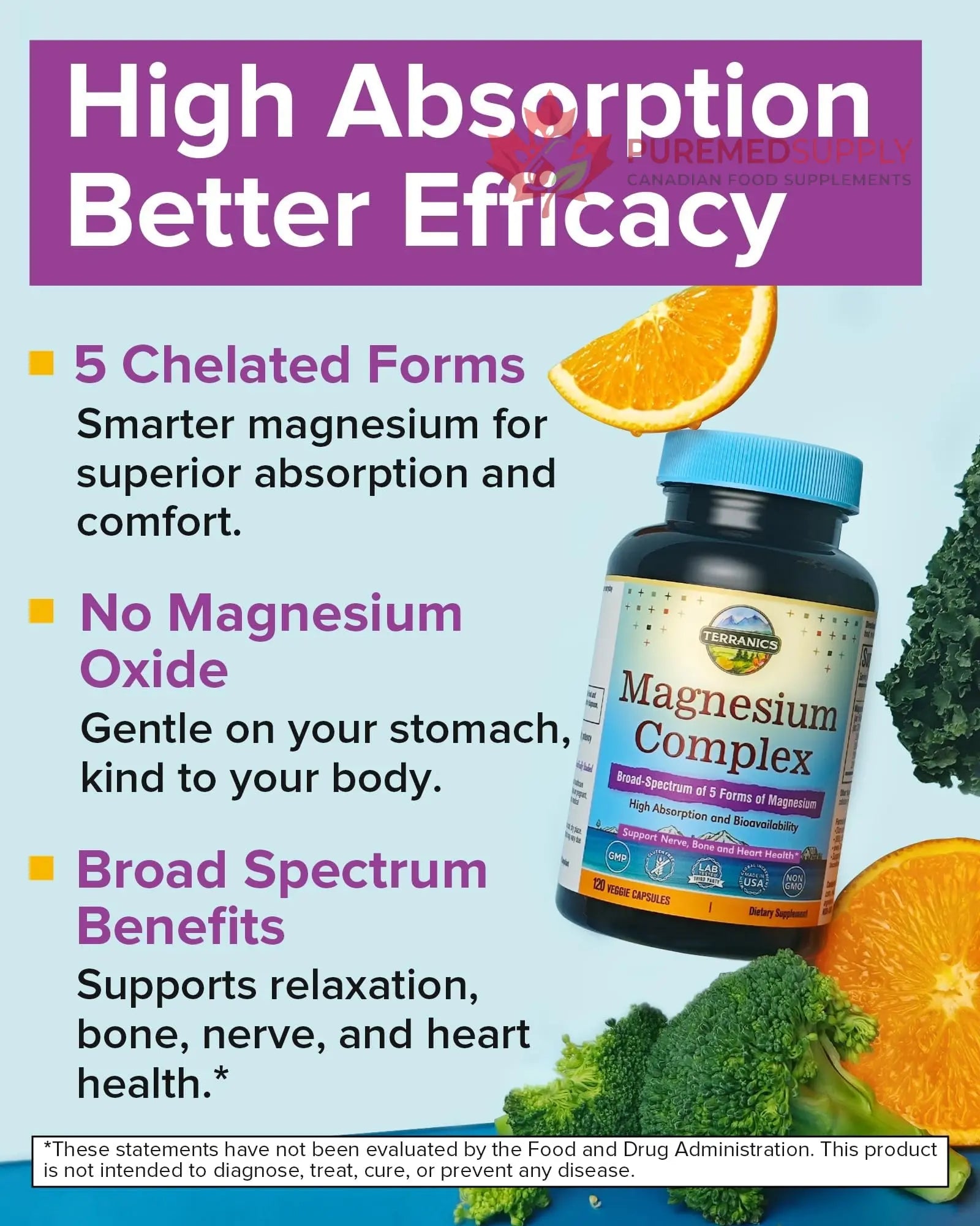 Terranics 5-in-1 Magnesium Complex Supplement 500mg - 5 Forms High Absorption Magnesium Glycinate Citrate Malate Aspartate Gluconate for Sleep Heart Health - Non-GMO 120 Vegan Capsules Terranics buy supplements canada