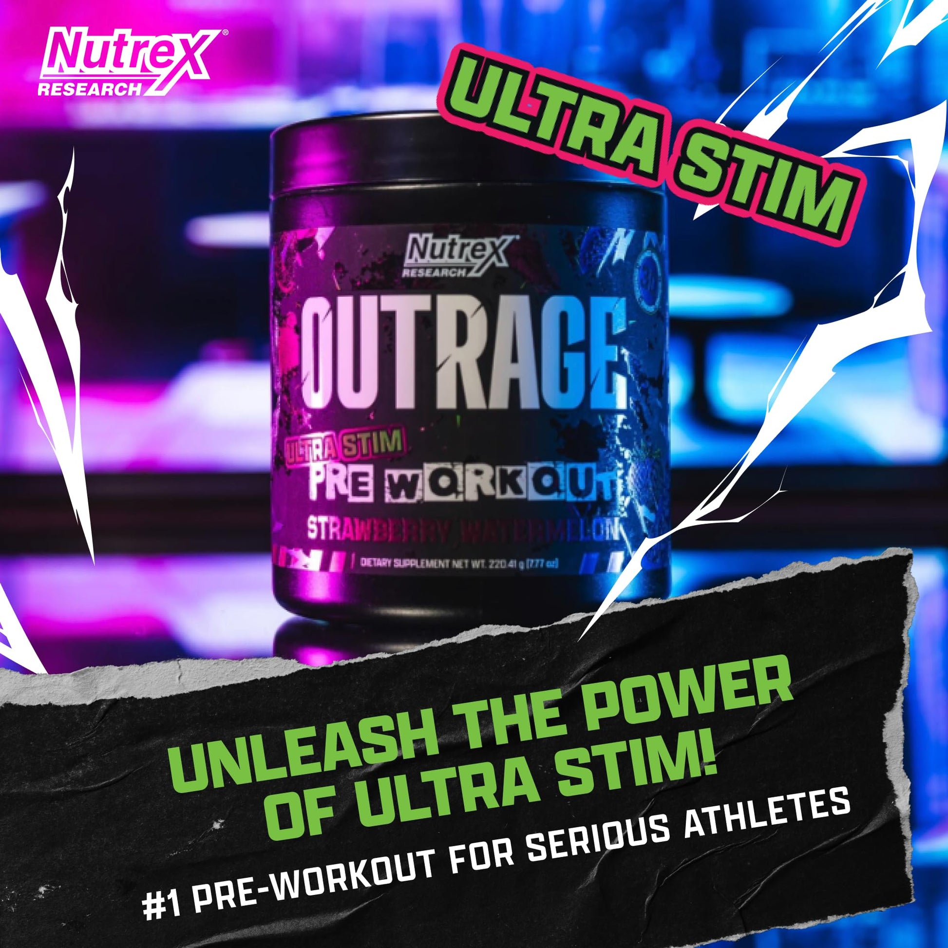 Outrage Ultra HIGH STIM Pre-Workout Powder for Men | 400mg Caffeine, L-Citrulline, Beta-Alanine, Creatine | Extreme Energy, Focus, Strength & Endurance Nutrex Research buy supplements canada