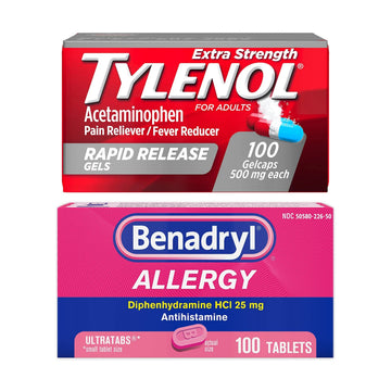 Benadryl Ultratabs Antihistamine Allergy Relief Tablets with 25 mg Diphenhydramine HCl, 100 ct and Tylenol Extra Strength Pain Reliever Rapid Release Gels with 500 mg Acetaminophen, 100 ct Tylenol buy supplements canada