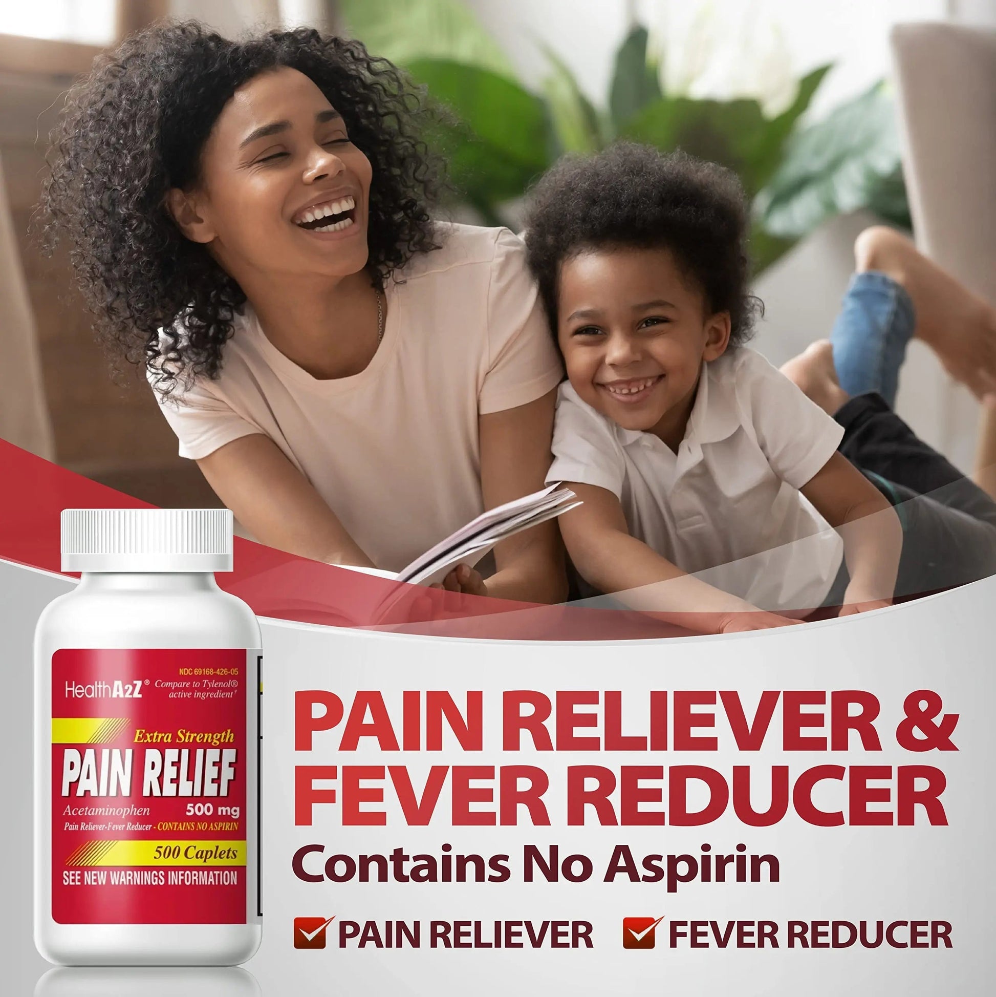 HealthA2Z® Extra Strength Pain Relief | Acetaminophen 500mg | Contains No Aspirin | Fever Reducer | Pain Reliever (500 Count (Pack of 1)) HealthA2Z buy supplements canada