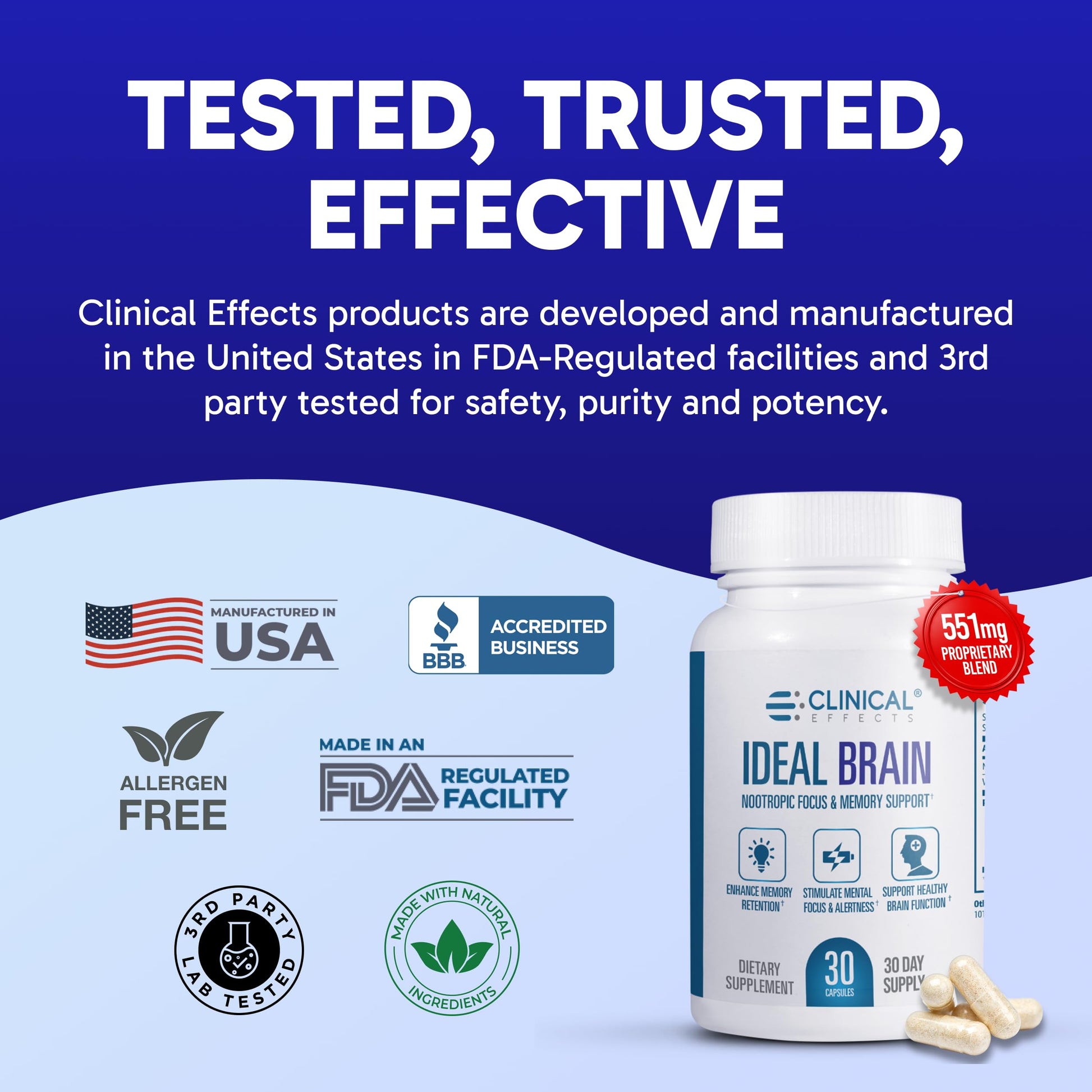 Clinical Effects Ideal Brain - Dietary Supplement for Nootropic Focus and Memory Support - 30 Capsules - B Vitamins, GABA, Alpha-GPC - Helps Support Mental Focus, and Optimal Brain Function Clinical Effects buy supplements canada