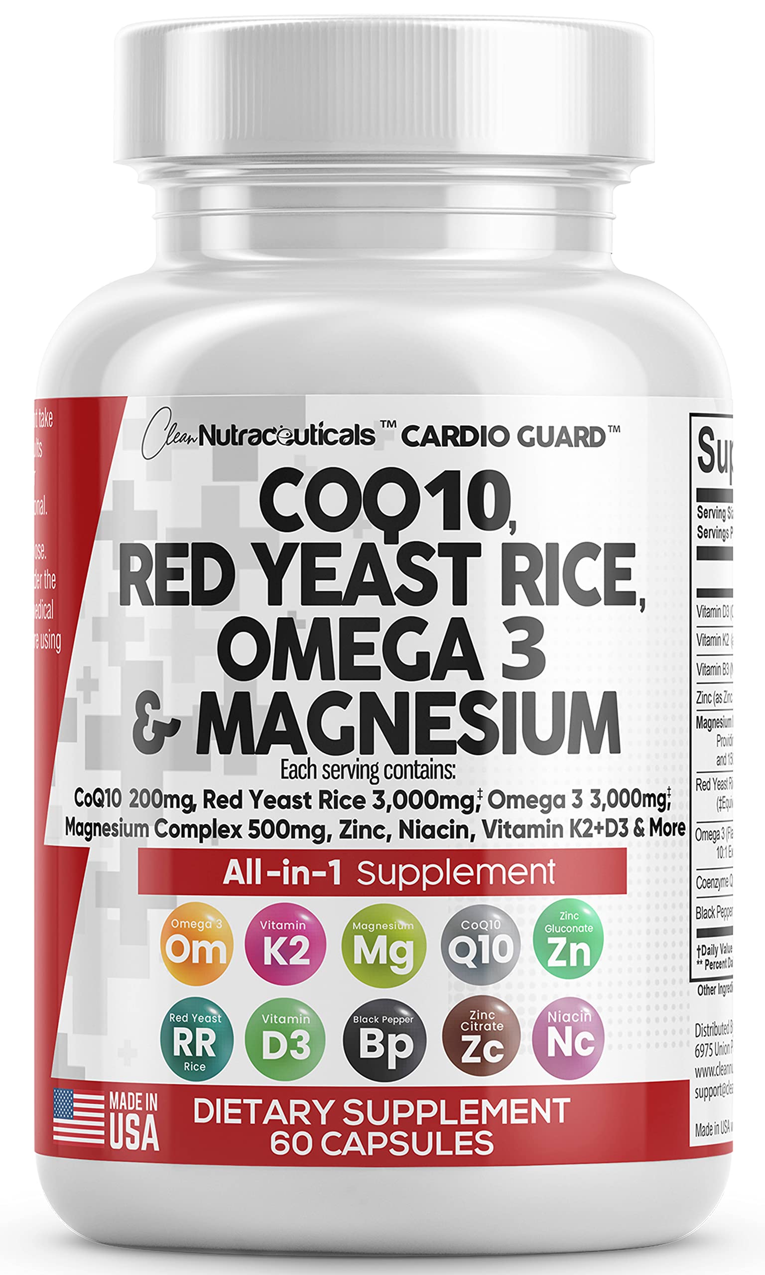 COQ10 200mg Red Yeast Rice 3000mg Omega 3 3000mg Magnesium Clean Nutraceuticals buy supplements canada