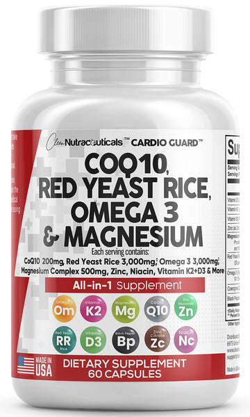 COQ10 200mg Red Yeast Rice 3000mg Omega 3 3000mg Magnesium Clean Nutraceuticals buy supplements canada