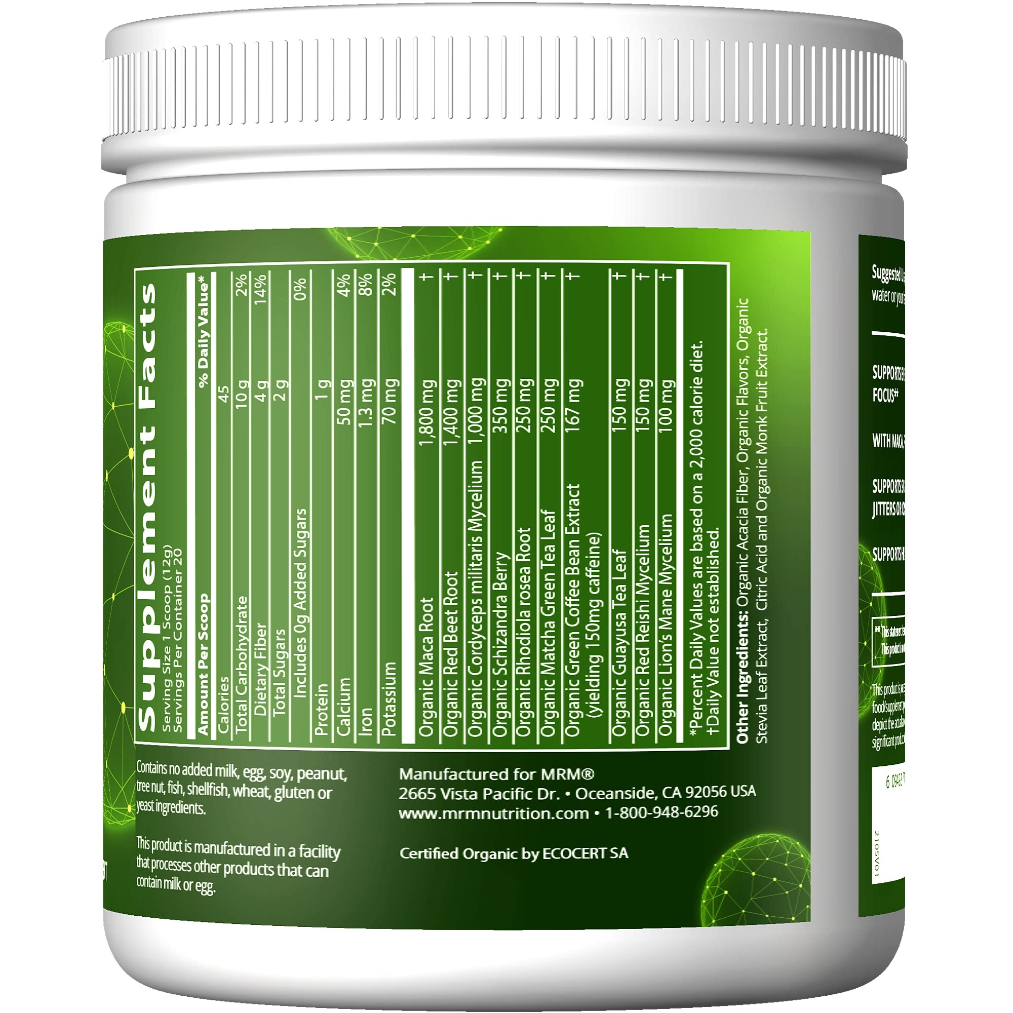 MRM Nutrition Organic Pre-Workout Powder | Black Cherry Flavored | Superfoods MRM buy supplements canada