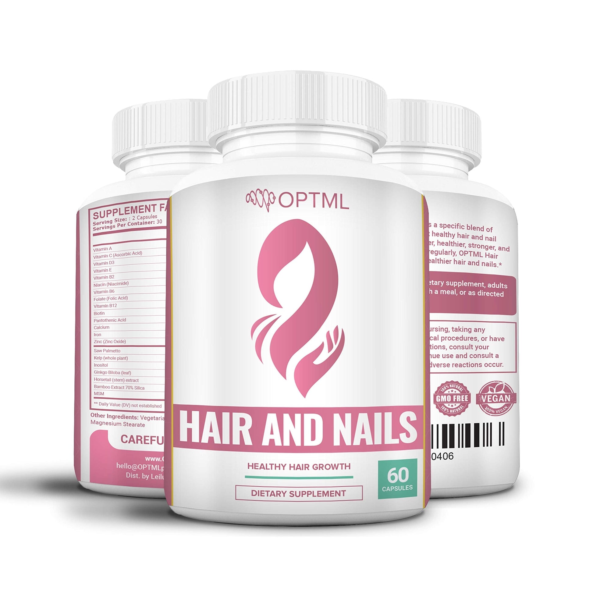 OPTML Hair and Nail Vitamins for Hair Growth and Thickness, Biotin-Infused Hair Pills, Hair Vitamins for Faster Hair Growth and Healthy Nails, for Women and Men, 60 Capsules OPTML buy supplements canada