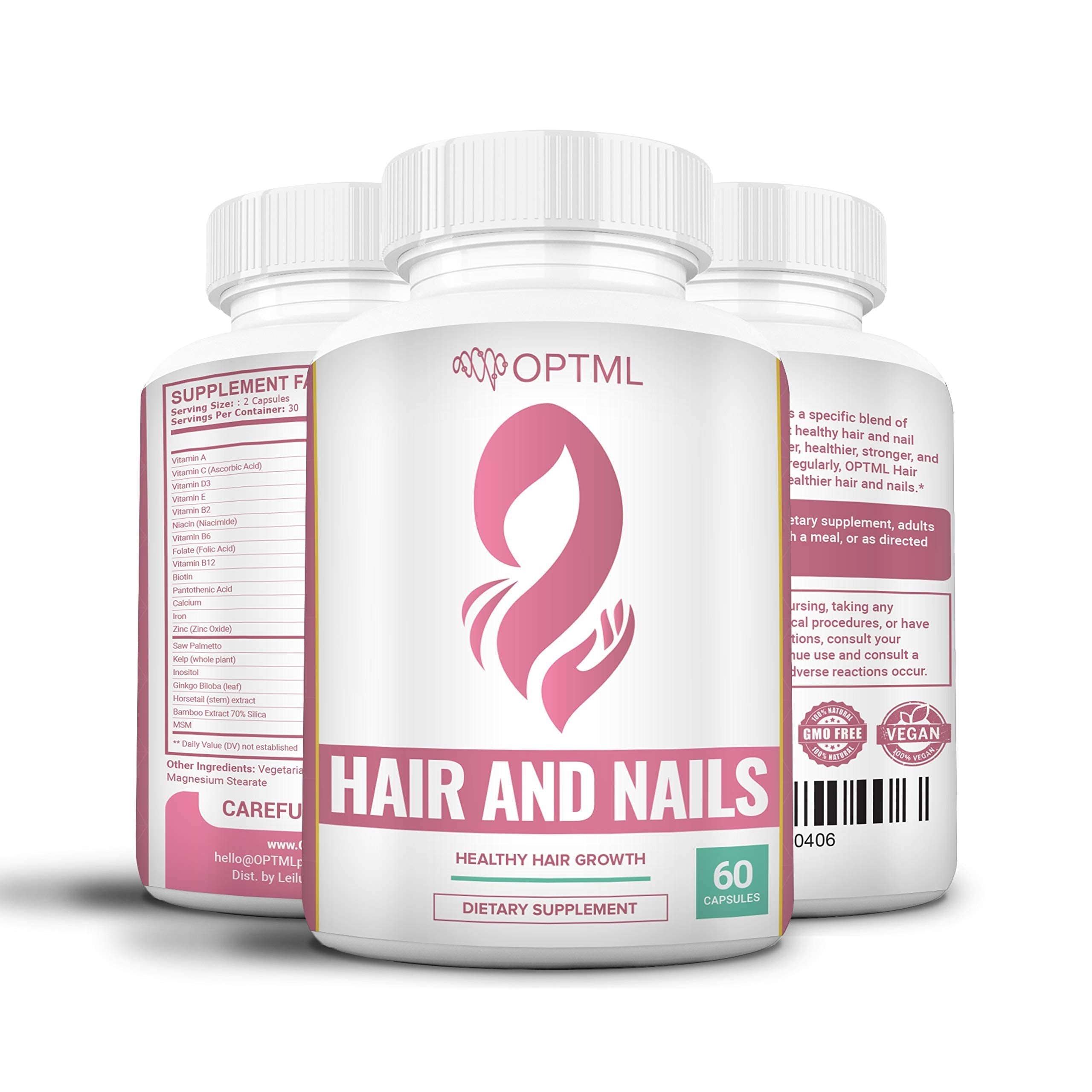 OPTML Hair and Nail Vitamins for Hair Growth and Thickness, Biotin-Infused Hair Pills, Hair Vitamins for Faster Hair Growth and Healthy Nails, for Women and Men, 60 Capsules OPTML buy supplements canada