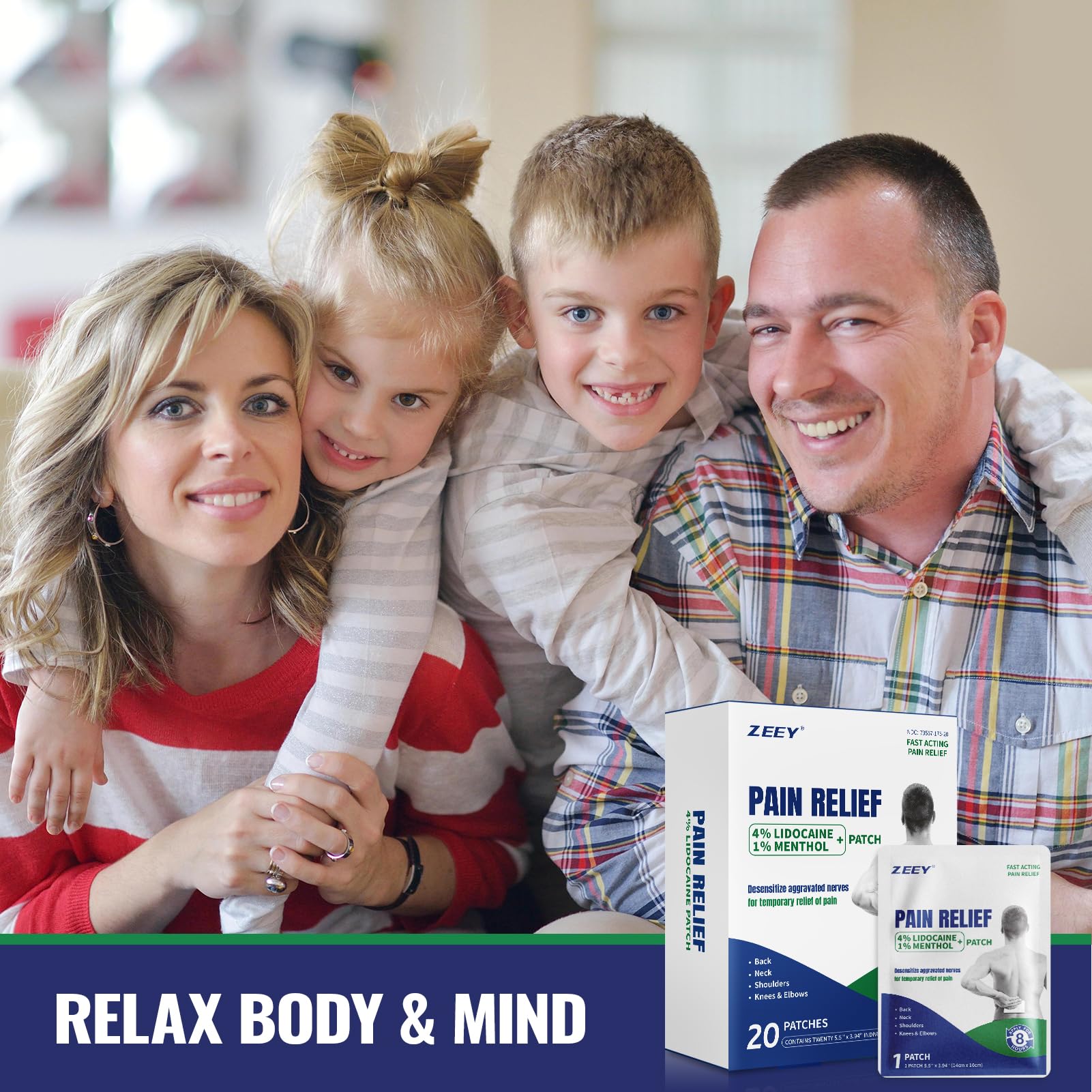 ZEEY 4% Lidocaine Pain Relief Patches, with 1% Menthol Maximum Strength OTC, for Back, Knee, Neck, Shoulders, Joints, Muscle Soreness, Fast Acting, Long Lasting, Large Gel Patch, 5.5" x 3.94", 20Ct ZEEY buy supplements canada