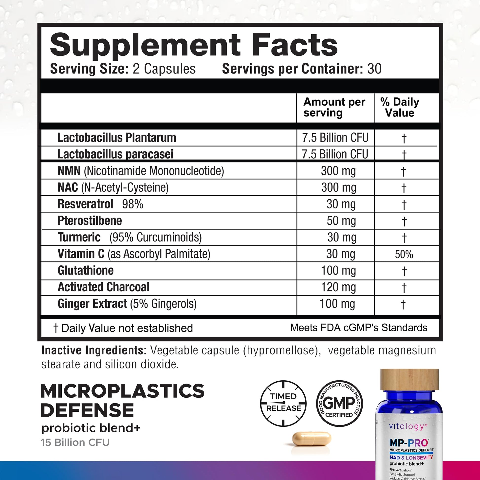 Vitology MP-PRO Microplastics Defense | 15 Billion CFU Probiotic + Antioxidant Blend | NMN, NAC, Glutathione, Resveratrol & Charcoal | Supports Cellular Detox, Longevity & Gut Health – 60 Capsules Vitology buy supplements canada
