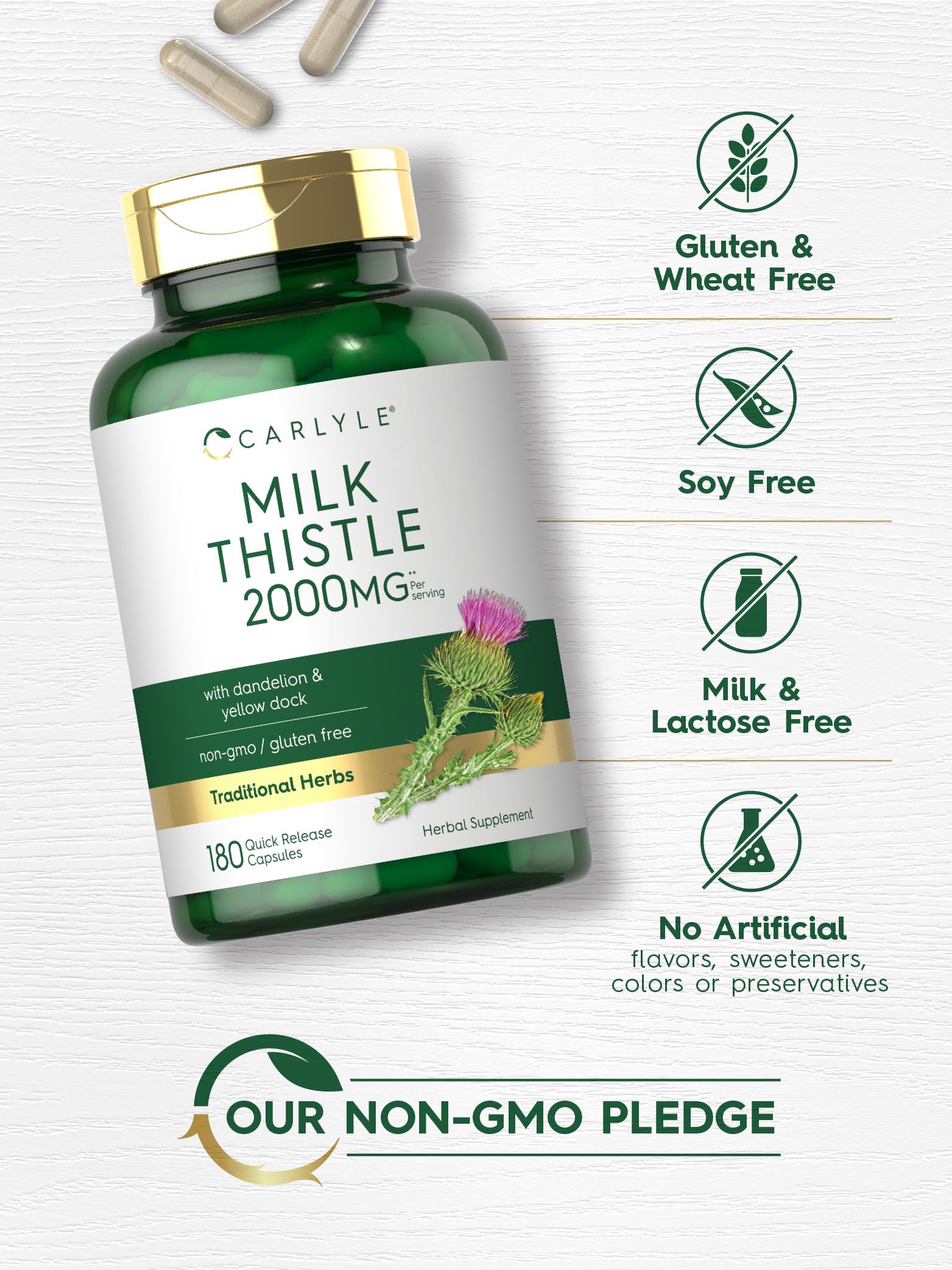 Carlyle Milk Thistle 2000mg | 180 Capsules | with Dandelion & Yellow Dock | Non-GMO Carlyle buy supplements canada