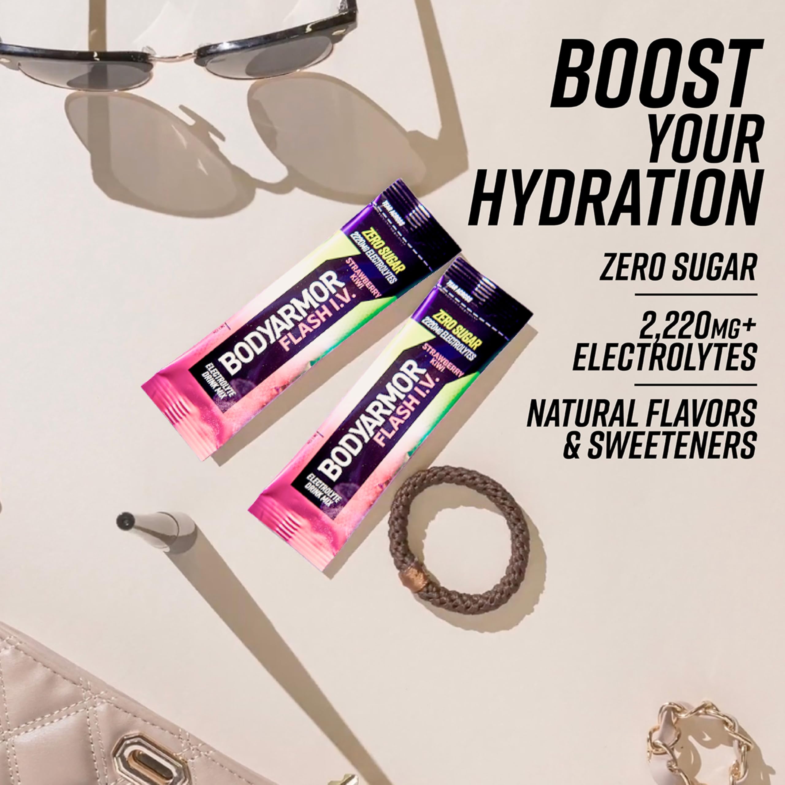 BODYARMOR Flash IV Electrolyte Packets, Strawberry Kiwi - Zero Sugar Drink Mix, Single Serve Packs, Coconut Water Powder (15 Count) BODYARMOR buy supplements canada
