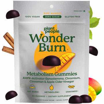 Plant People WonderBurn Metabolism & Cravings Control Gummies, Zero Sugar, Ripe Mango Flavor (60 Count) Plant People buy supplements canada
