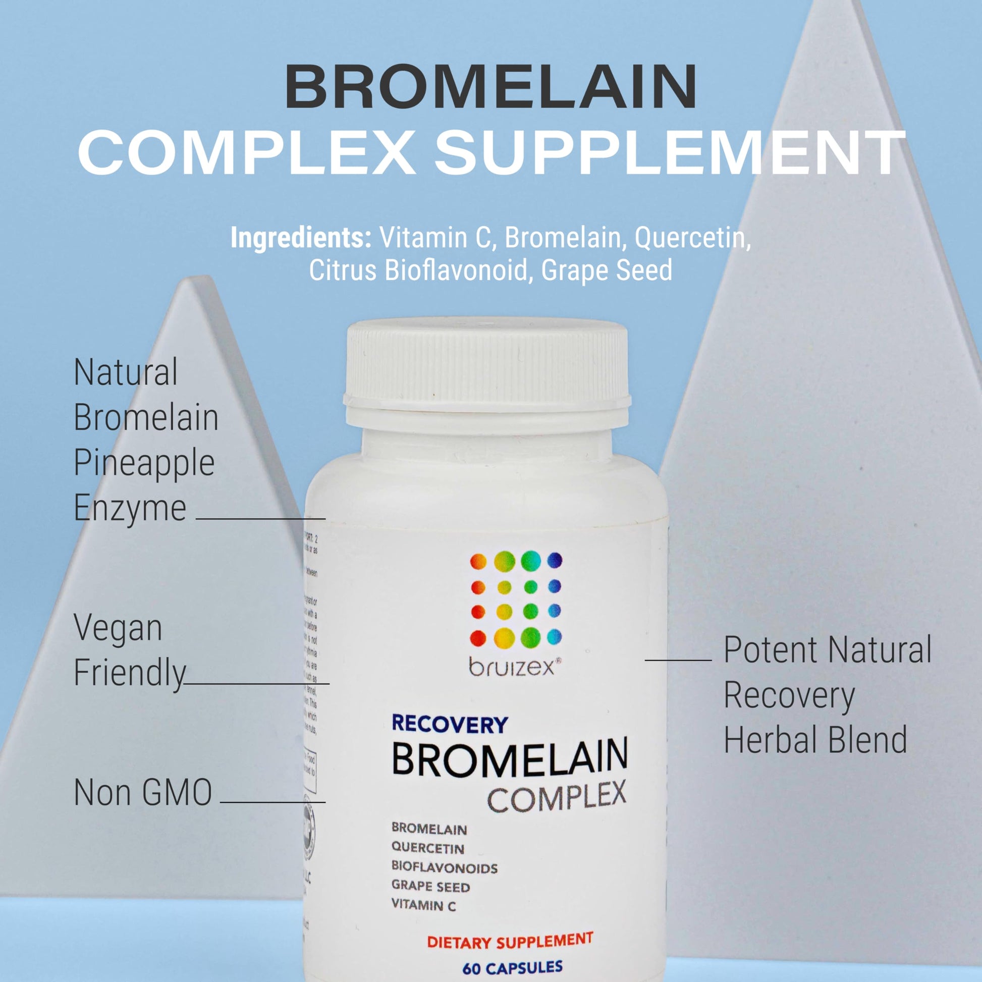Bruizex Bromelain & Quercetin Recovery Complex - Post Surgery Recovery Bruising, Swelling Relief, Lymphatic Drainage - Post 360 lipo, BBL, Liposuction, Tummy Tuck - Non GMO - 60 Capsules Bruizex buy supplements canada
