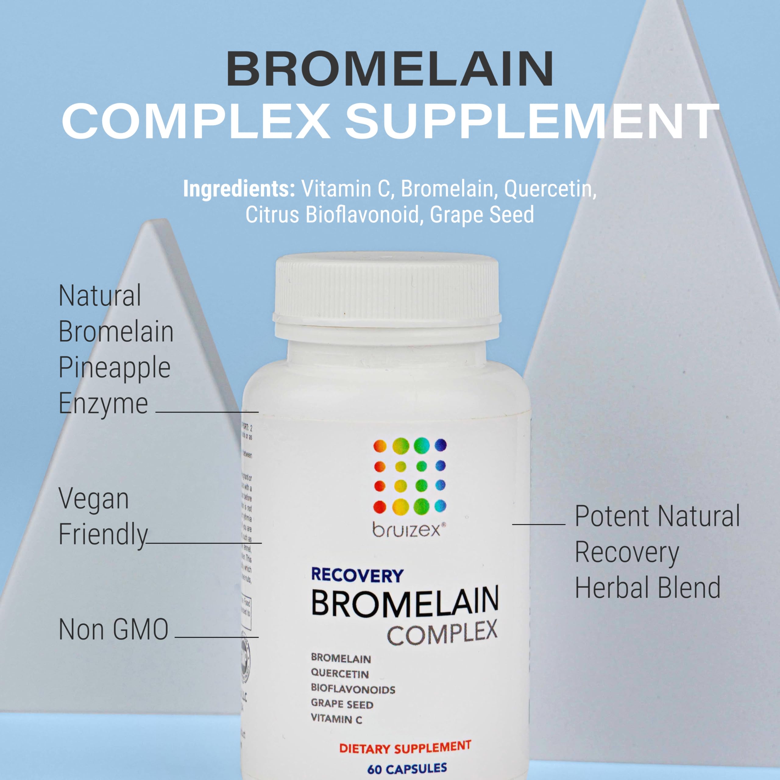 Bruizex Bromelain & Quercetin Recovery Complex - Post Surgery Recovery Bruising, Swelling Relief, Lymphatic Drainage - Post 360 lipo, BBL, Liposuction, Tummy Tuck - Non GMO - 60 Capsules Bruizex buy supplements canada