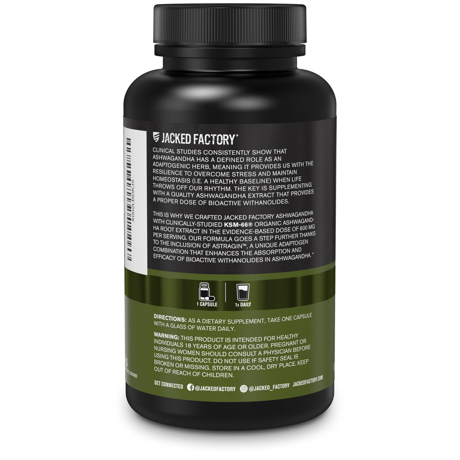 Jacked Factory Ashwagandha Root Extract (KSM-66 Ashwagandha) w/ 5% Withanolides - Supplement for Natural Stress Relief, Cognitive Function, Vitality, and Mood Support - 60 Veggie Capsules Jacked Factory buy supplements canada