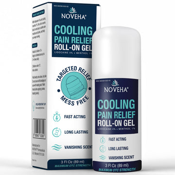 NOVEHA Lidocaine Roll-On Gel 4% | Maximum Strength Temporary Topical Pain Relief for Minor Muscle & Joint Aches | Cooling Formula with Menthol & Arnica | Non-Greasy, Quick-Drying | 2.5 fl oz NOVEHA buy supplements canada