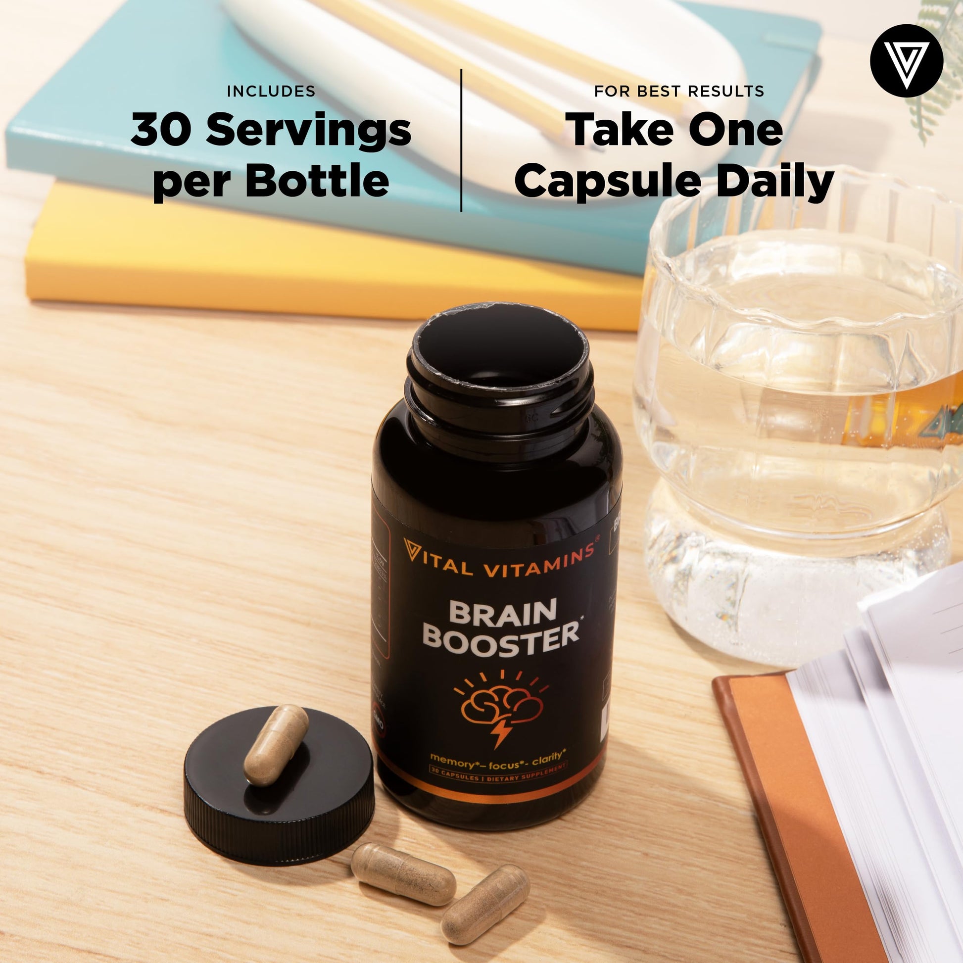 Vital Vitamins Brain Supplements with Bacopa Monnieri - for Memory and Focus – Nootropic Brain Booster - Caffeine-Free Support for Adults & Seniors – Non-GMO, 30-Day Supply, 30 Capsules Vital Vitamins buy supplements canada