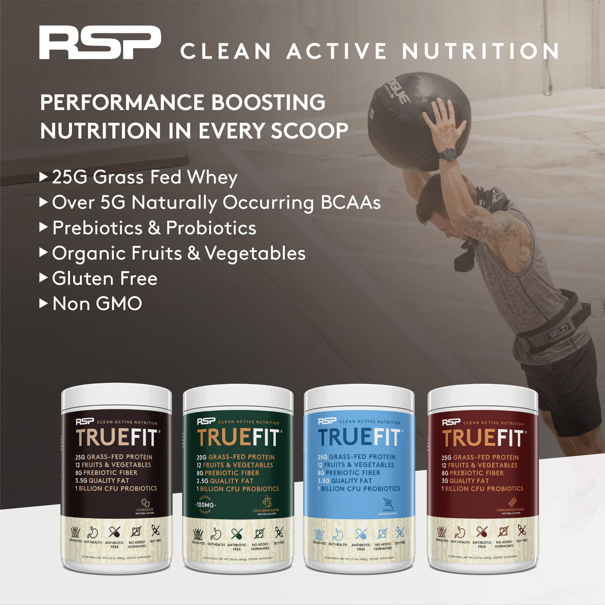 TrueFit Meal Replacement Shake Protein Powder, Grass Fed Whey + Organic Fruits RSP NUTRITION buy supplements canada
