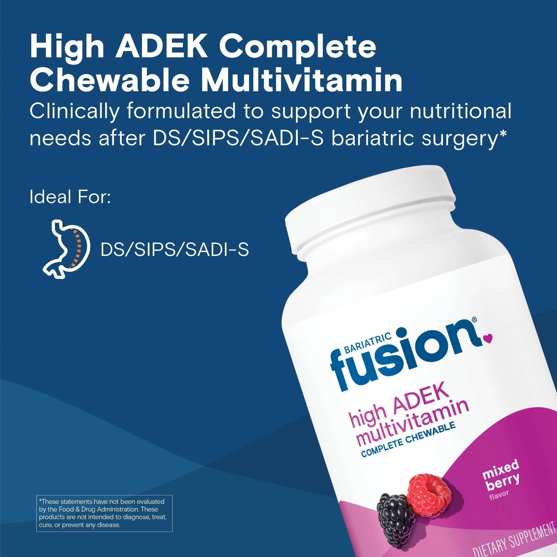 Bariatric Fusion Chewable Multivitamin with High ADEK Vitamins | Multi for Duodenal Switch Patients | Mixed Berry Flavored Tablets | Bariatric Fusion buy supplements canada