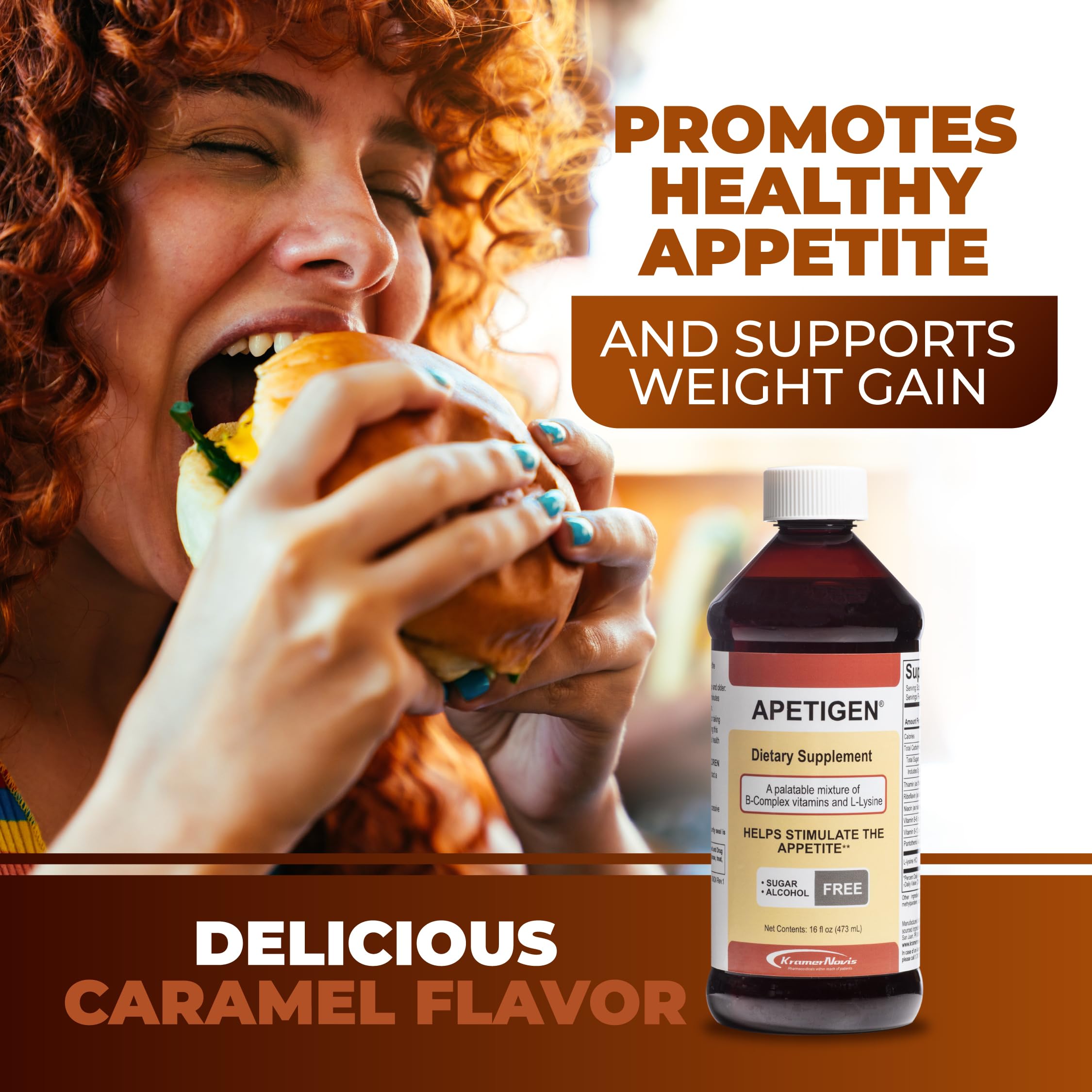 Apetigen Appetite Stimulant for Kids & Adults – Vitamin B-Complex with L-Lysine Liquid – Sugar Free Weight Gain Supplement for Picky Eaters – Caramel Flavor, 16oz Apetigen buy supplements canada