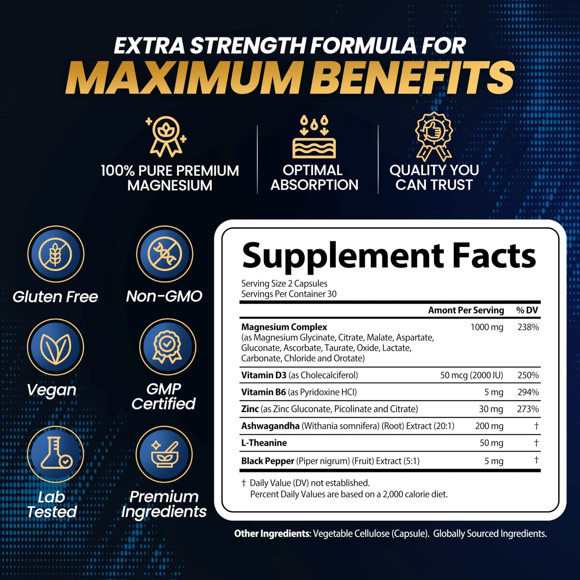 1000mg Magnesium Complex for Women and Men, 12 in 1 Magnesium Supplement with Ashwagandha, Zinc, D3, L-theanine. Easy to Swallow, High Absorption, Sleep Support & Stress Relief (60 Capsules) StrongVit buy supplements canada