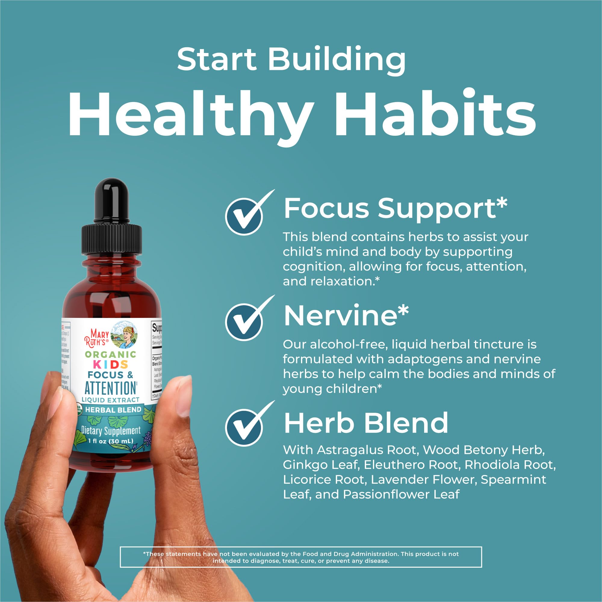 MaryRuth Organics Kids Focus & Attention Drops | USDA Organic Drops | Ginkgo Biloba | Rhodiola Root & Licorice Root | Adaptogenic | Calm | Vegan | Non-GMO | Gluten Free | 30 Servings MARYRUTH'S buy supplements canada