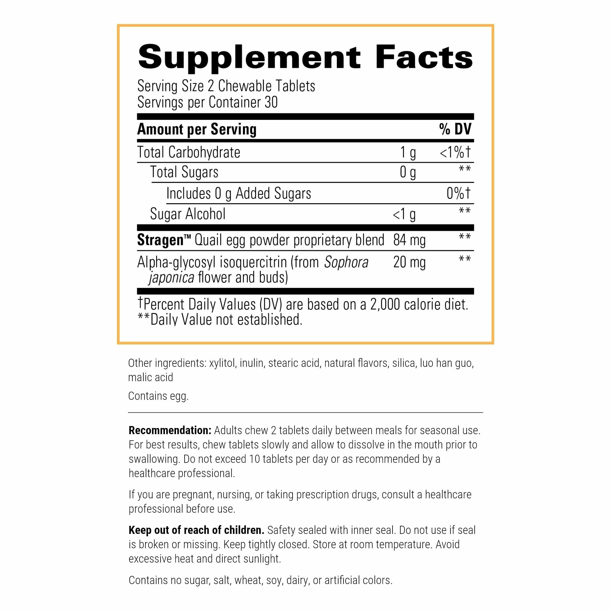 Integrative Therapeutics AllQlear - Seasonal Supplement for Immune Support *- Quail Egg Powder Blend - Dairy-Free - Berry Flavored, 60 Chewable Tablets (30 Servings) Integrative Therapeutics buy supplements canada