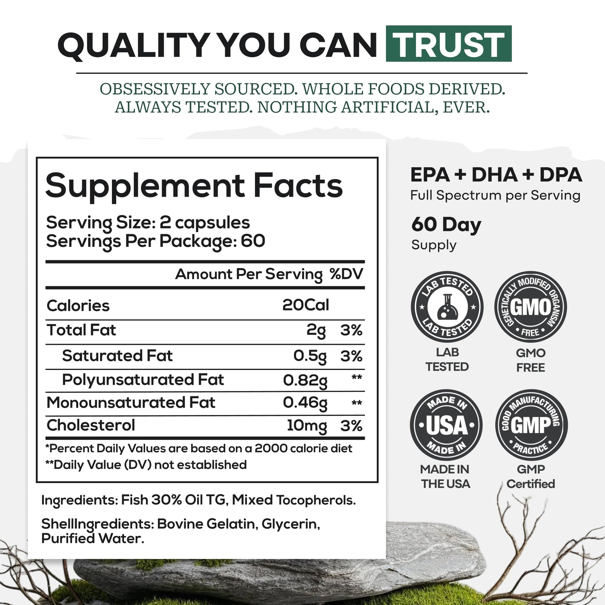 Wild Foods Omega 3 Fish Oil Supplement, 120 Capsules (1 pk) | Wild Caught, Burpless, Odorless, Non-GMO, Gluten Free | DPA, DHA, EPA Triple Strength Heart & Joint Nutrition for Women & Men Wild Foods buy supplements canada