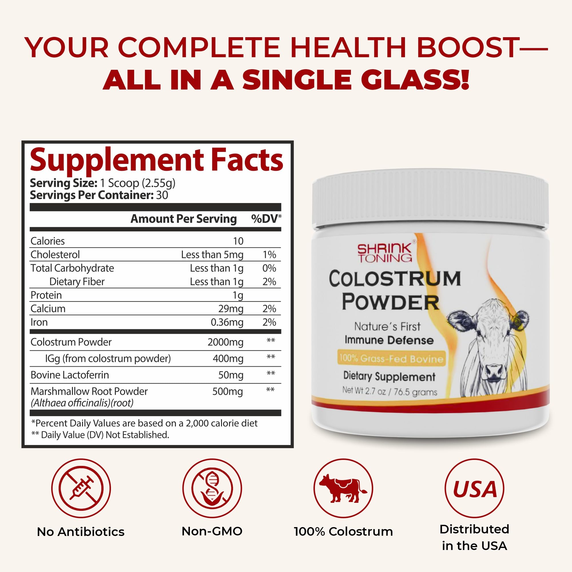 Shrink Colostrum Powder 2.7 oz – Natural Bovine Colostrum Supplement for Overall Health shrink buy supplements canada