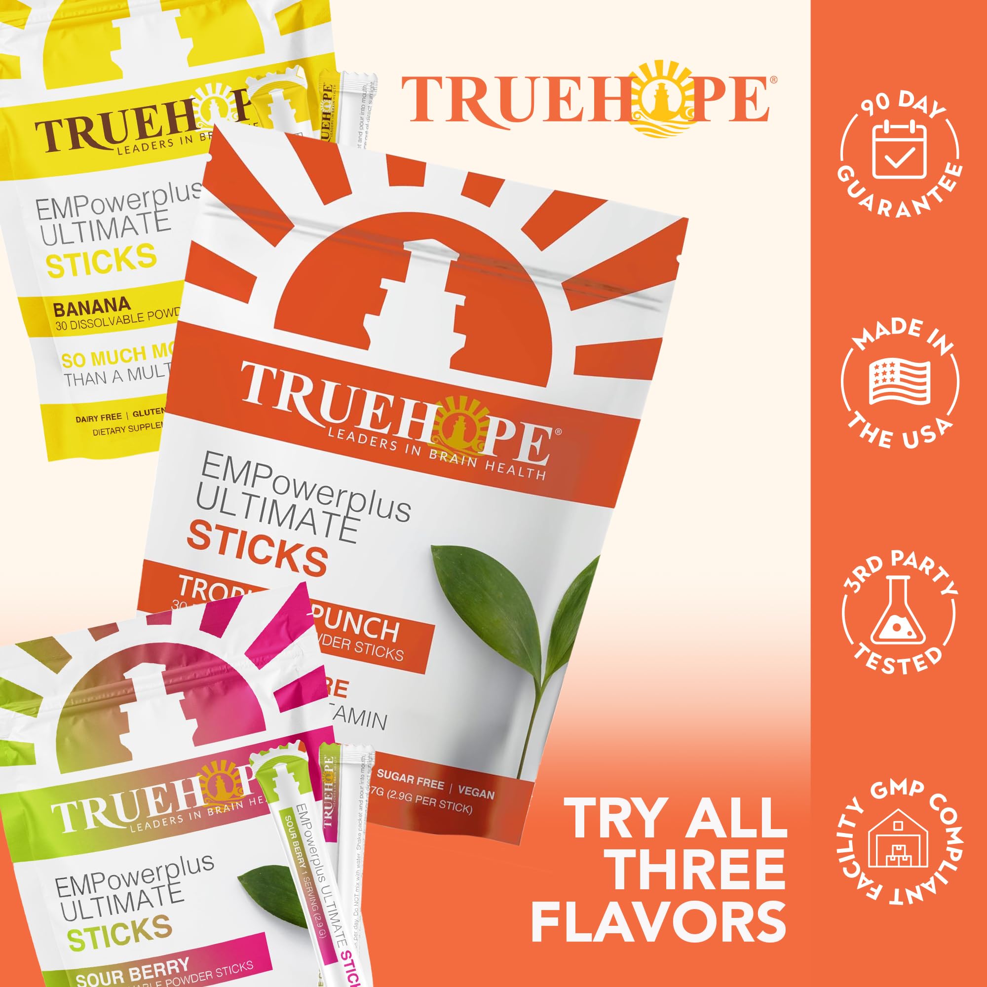Truehope Multivitamin Nootropic Pouches with Inositol - Once-Per-Day EMPowerplus Ultimate Sticks - 30 Count (Tropical) Truehope buy supplements canada