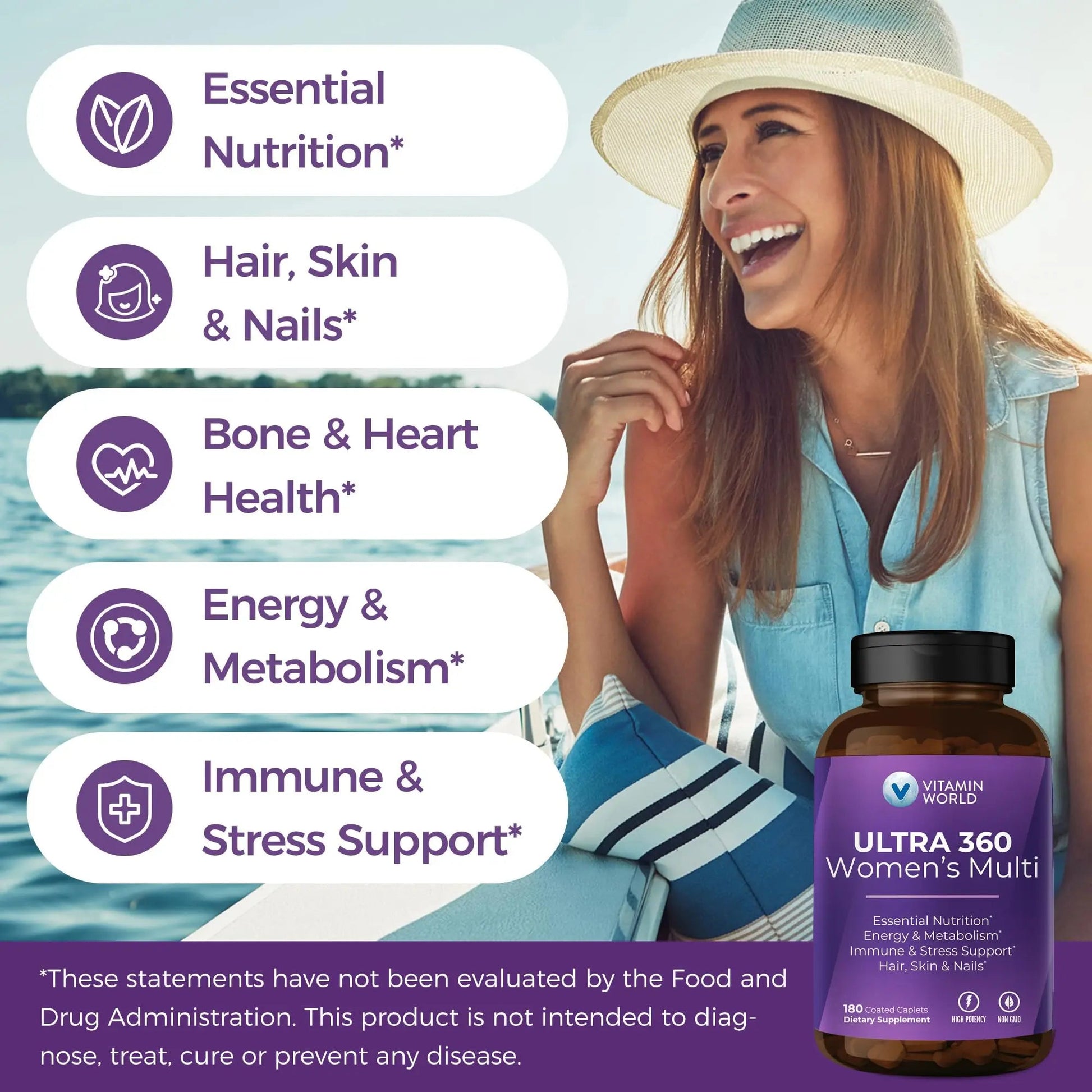 Vitamin World Ultra 360 Multivitamin for Women, Women's Multivitamin with Herbs & Collagen for Hair, Skin & Nails, Supplement with Iron, Vitamin A, B, C, D, E Vitamin World buy supplements canada