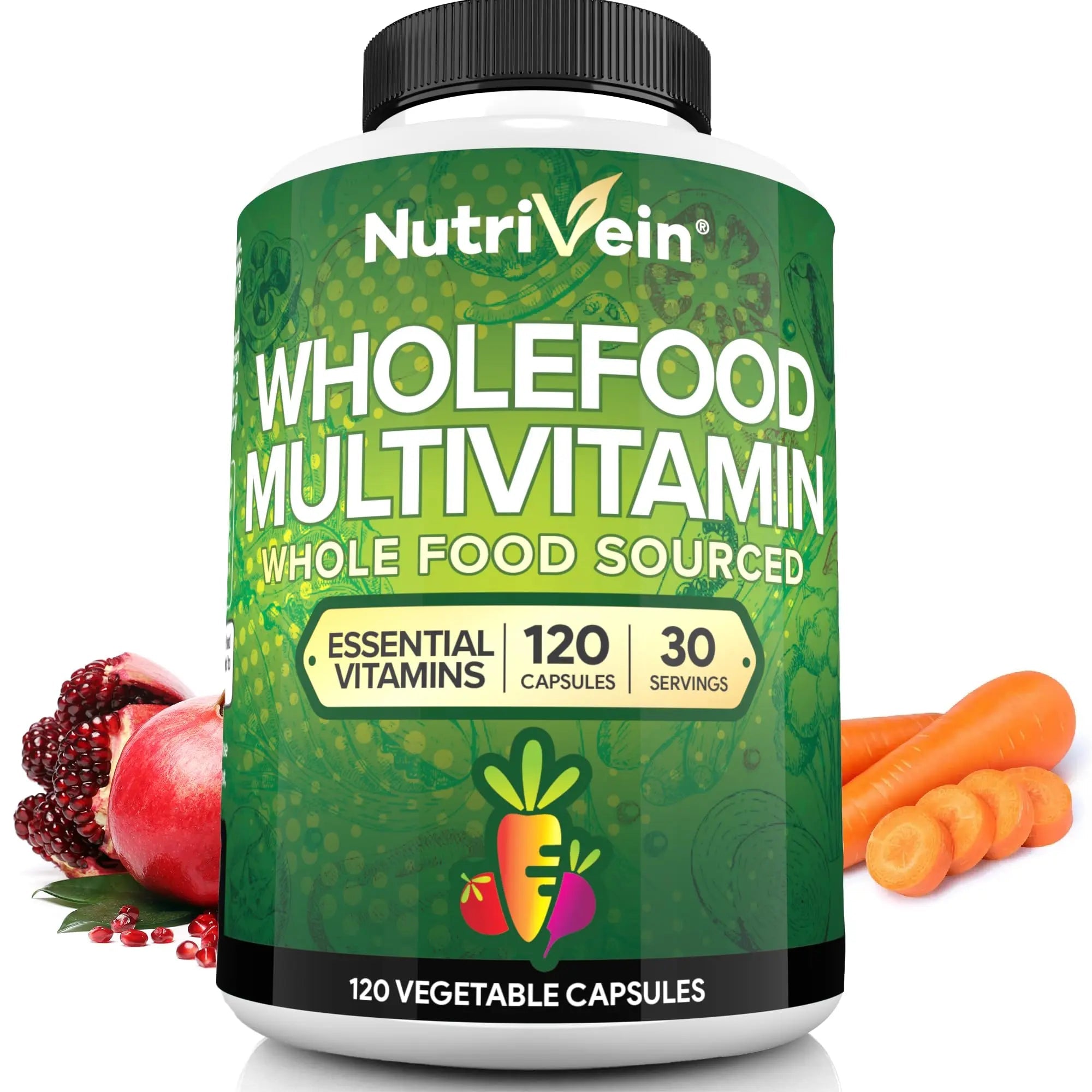 Nutrivein Whole Food Multivitamin for Men & Women – 120 Vegan Multivitamin Caps for Adults – Daily Energy, Immune & Heart Support Nutrivein buy supplements canada