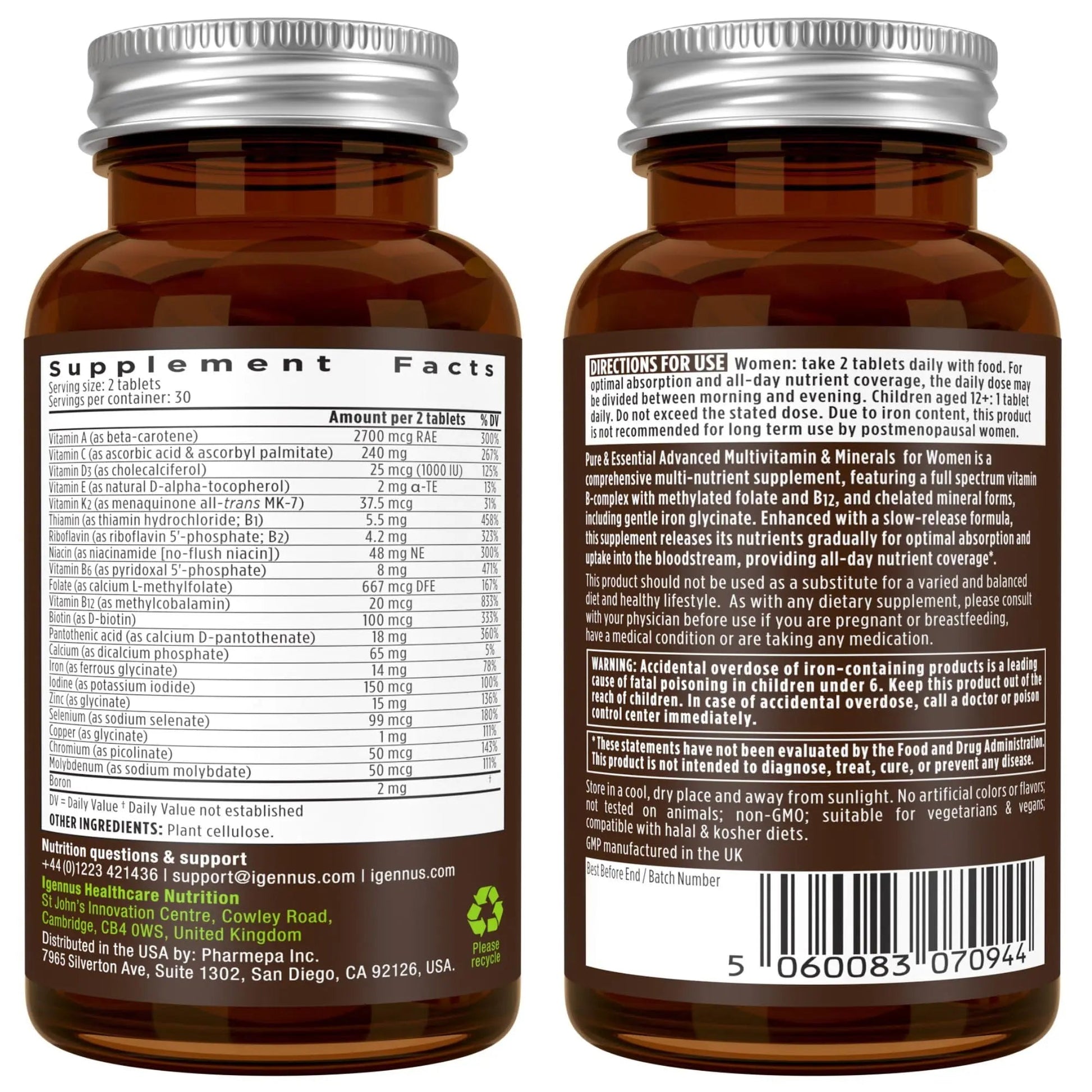 Multivitamin & Minerals for Women + Advanced Kids Multivitamin Gummy Vegan Bundle, with Methylated B-Vitamins, Vitamin A, C, D3 & E Igennus Healthcare Nutrition buy supplements canada
