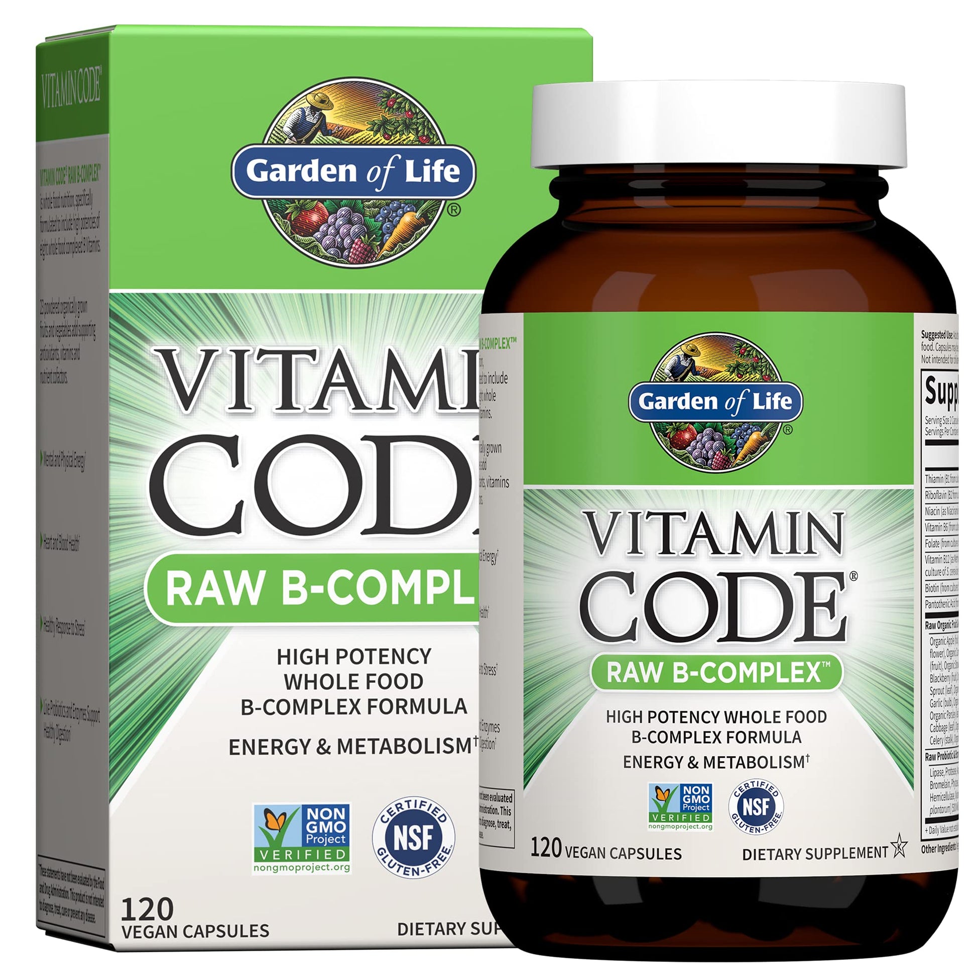 Garden of Life Vitamin B Complex, 120 Vegan Capsules, High Potency Vitamins for Energy & Metabolism with B6, Folate & B12 Garden of Life buy supplements canada