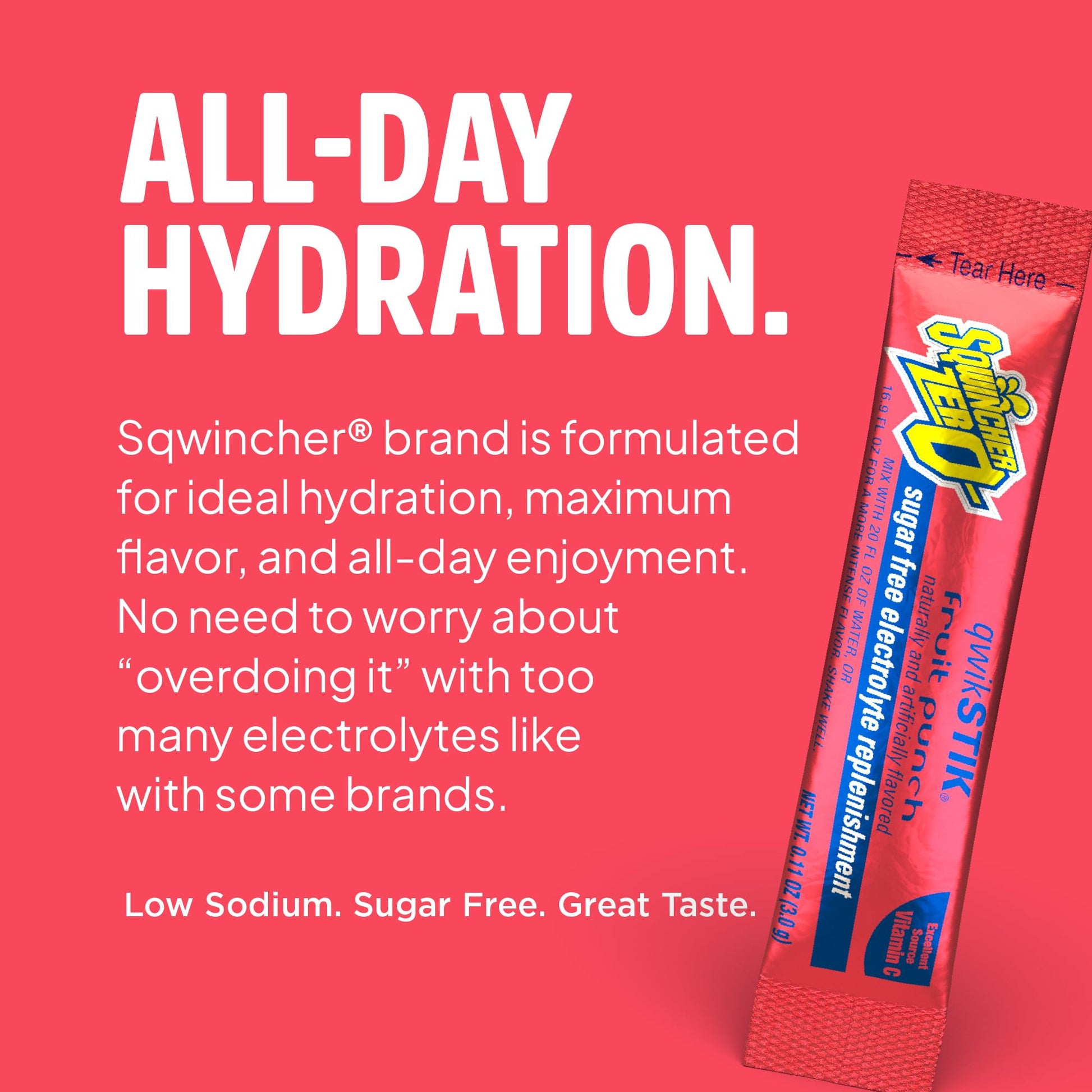Sqwincher Zero Qwik Stik, Fruit Punch, Sugar Free, Low Calorie, Low Sodium Electrolyte Powder Hydration Drink Mix, .11 0z Packet (Pack of 50) Sqwincher buy supplements canada