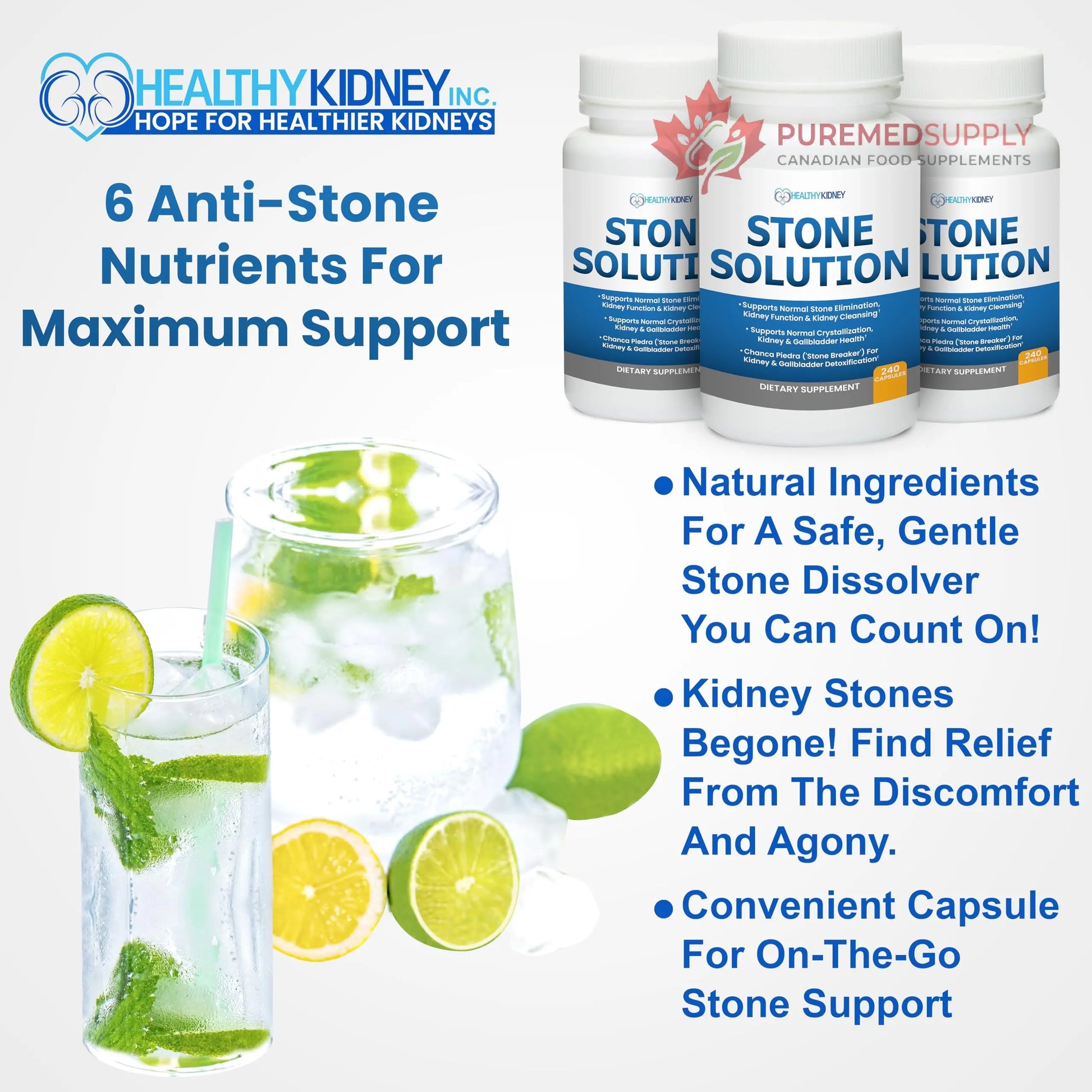 Stone Solution Capsules- Natural Dissolver, Kidney Stone Support & Kidney Cleanser Chanca Piedra Stone Breaker Gallbladder Cleanse, Flush & Stop Recurrence, Stone Relief 60 Servings Kidney Restore buy supplements canada