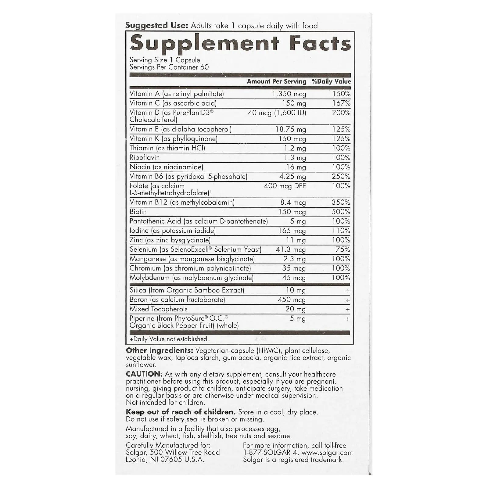 Solgar One Daily Women's Multi 50+ Whole Body Support for Women 50 and Older - Highly Absorbable Heart, Bone & Breast Health Solgar buy supplements canada