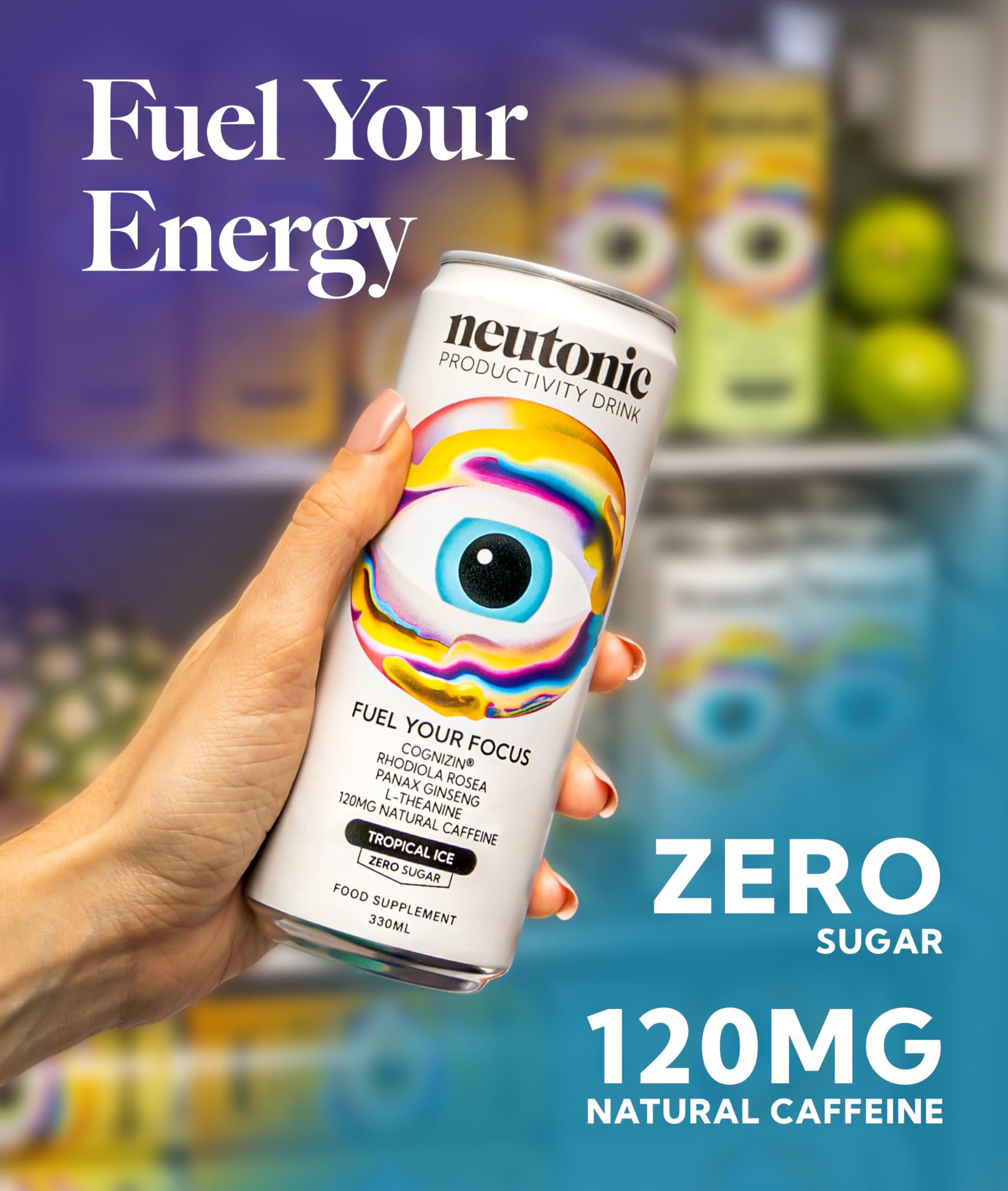 Neutonic Nootropic Productivity Energy Drink | Tropical Ice 12 Cans | 120mg Natural Caffeine, Zero Sugar | Support Memory, Mental Clarity, Cognitive Function | Boost Focus, Energy, Brain Health Neutonic buy supplements canada