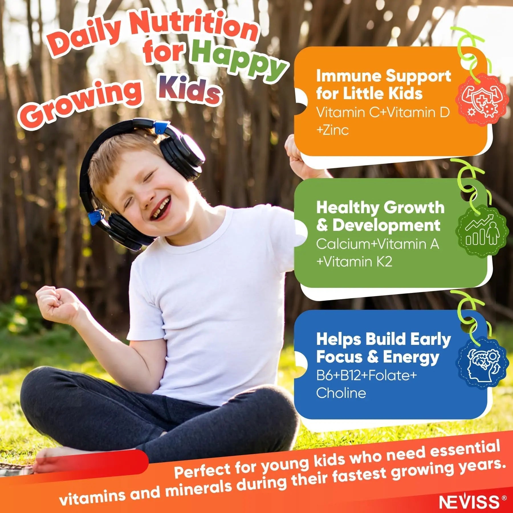 Methylated Multivitamin for Kids Pre-Teen Teens Gummies, Vitamin w/ Omega-3(DHA), Choline, Calcium, D3 K2, Methylfolate & B12 NEVISS buy supplements canada