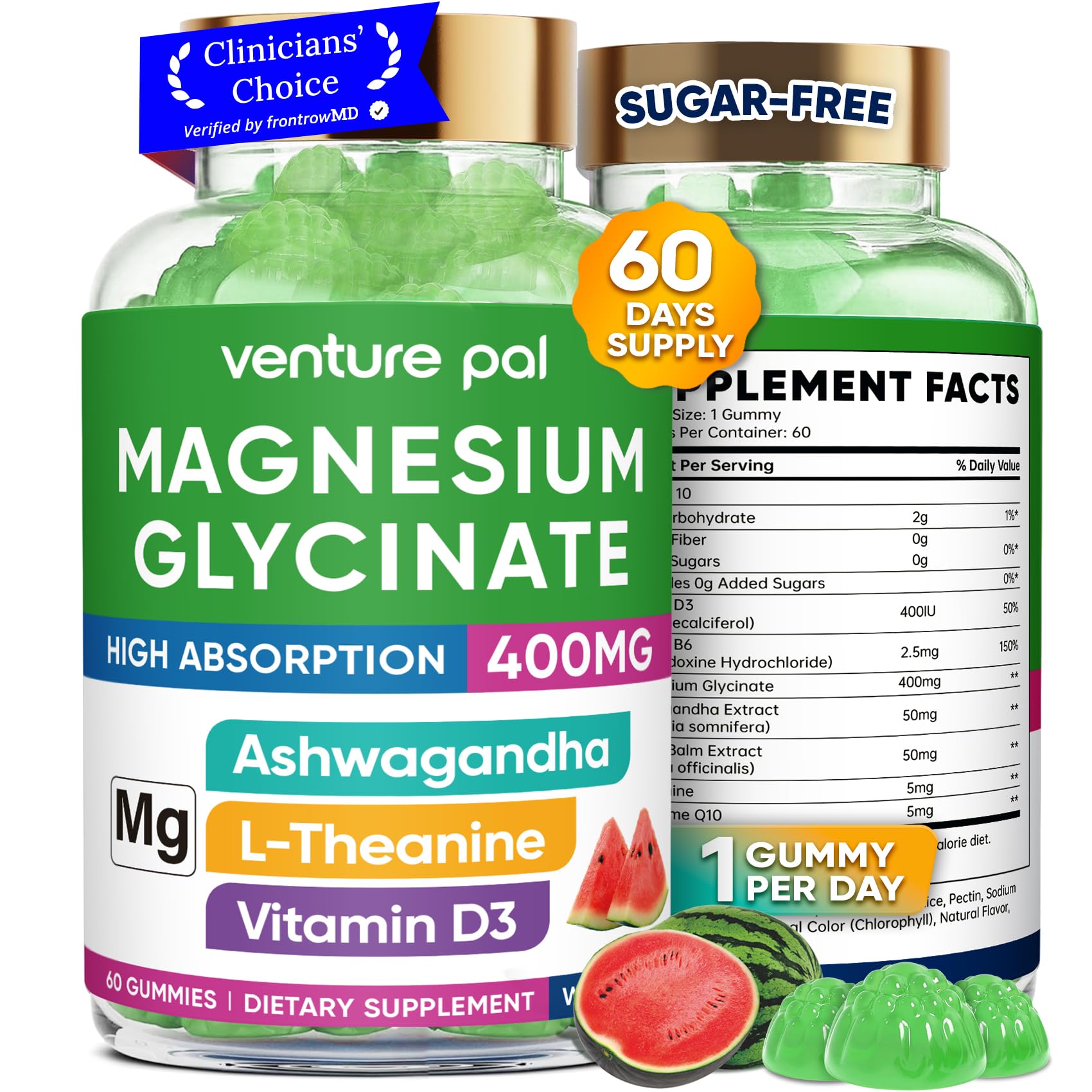 60 Day Supply Magnesium Glycinate 400mg Gummies with Ashwagandha, L-Theanine, CoQ10, Vitamin D3 & B6, Sugar Free Magnesium Gummies for Adults & Kids, Stress Relief, Sleep & Calm, Vegan, Gluten Free Venture Pal buy supplements canada