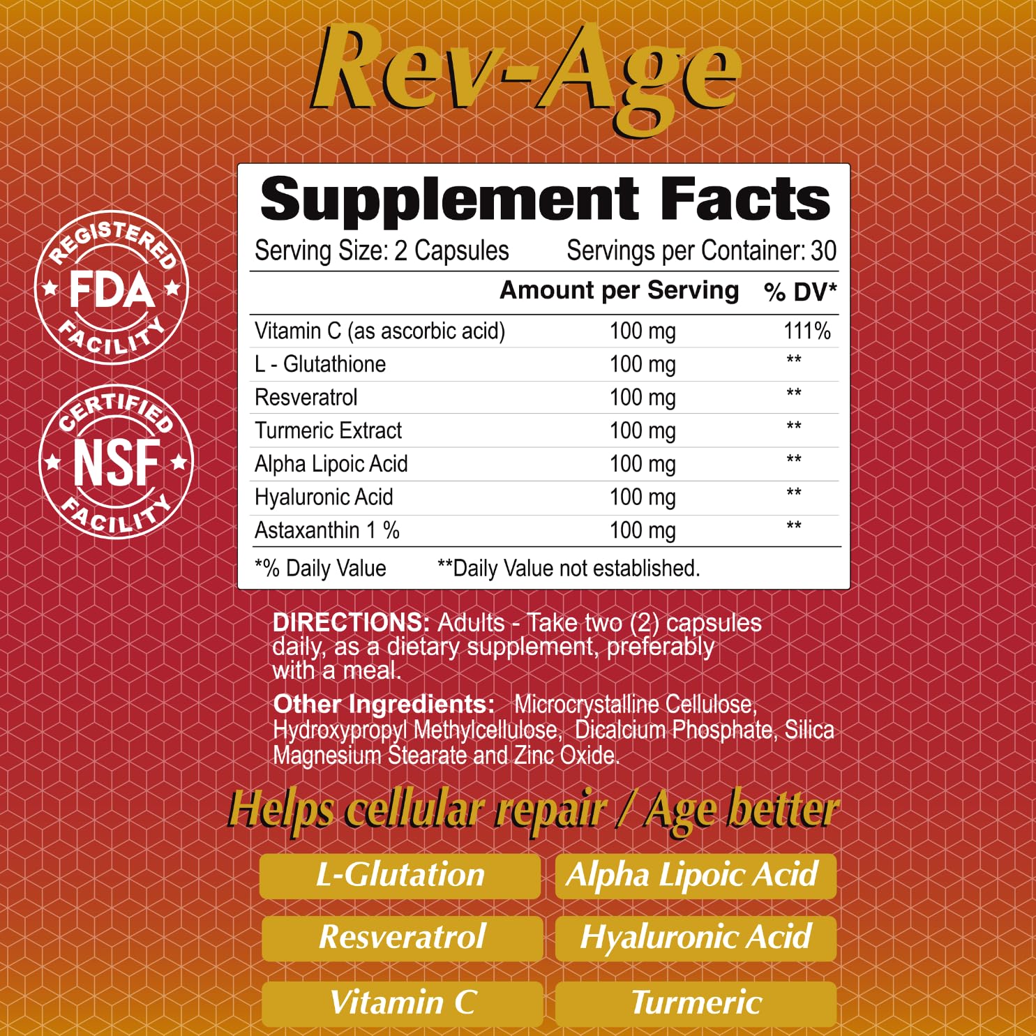 ALFA VITAMINS Rev-Age Cellular Repair Supplement for Anti-Aging & Immune System Support - 60 Capsules ALFA VITAMINS buy supplements canada