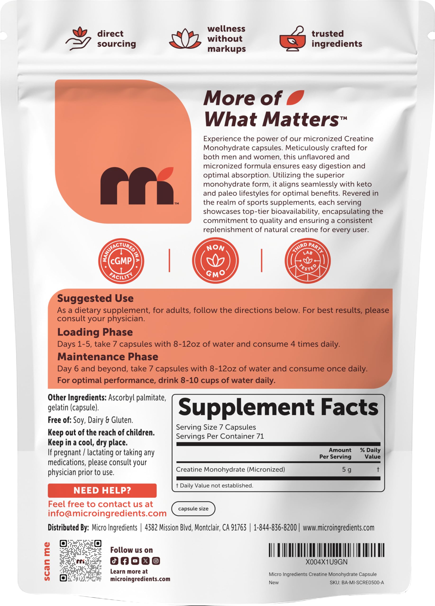Creatine Monohydrate 5,000mg, 500 Capsules | Pure Creatine Pills – Micronized + Unflavored Powder Source, Easy Absorption | Keto, Non-GMO Micro Ingredients buy supplements canada