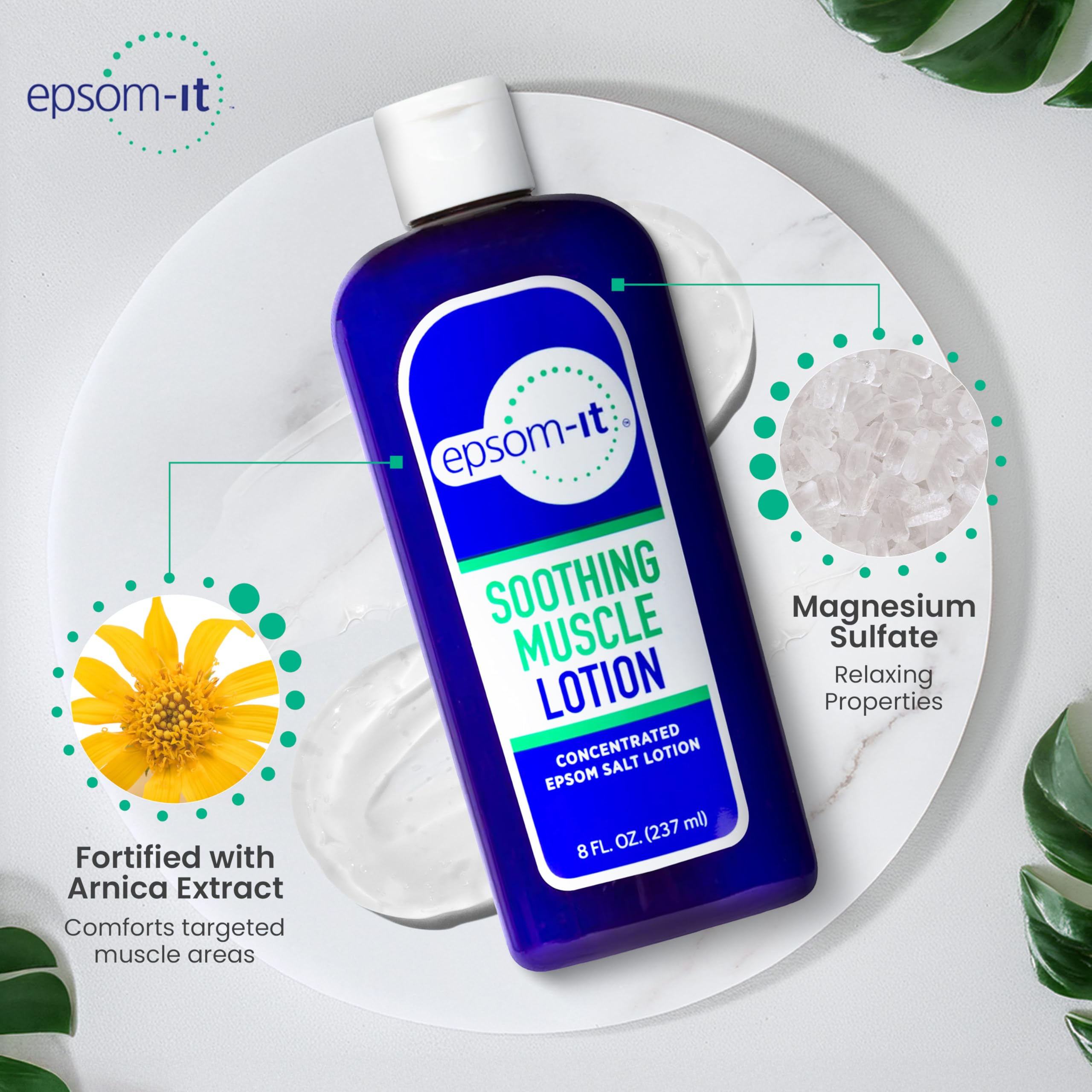 Epsom-It Soothing Muscle Magnesium Lotion – Epsom Salt Topical Cream with Arnica and Magnesium Sulfate - Designed for Muscle Stiffness, Leg Cramps, Feet, Knees and Achy Feet - 8.0 oz EPSOM-IT buy supplements canada