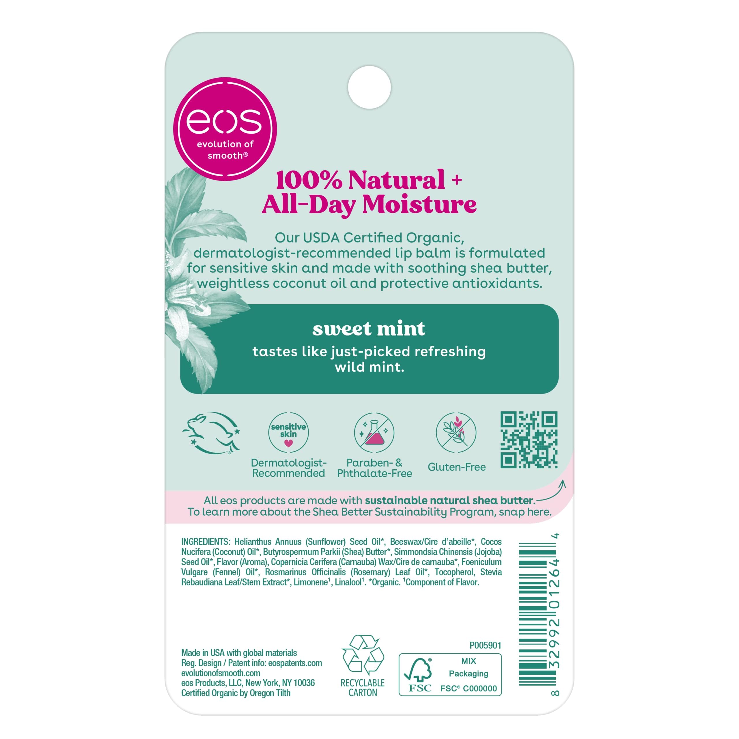 eos 100% Natural & Organic Lip Balm Sticks - Sweet Mint, All Natural Lip Balm, All-Day Moisture eos buy supplements canada