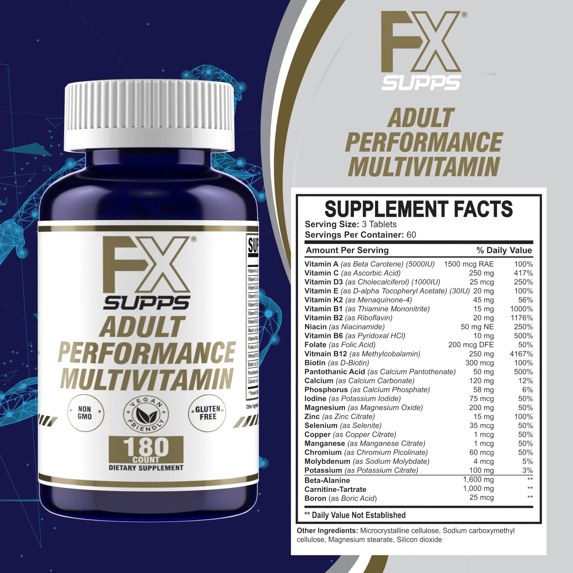 FXSUPPS Performance Multi-Vitamin with Amino Acids, Beta-Alanine and L-Carnitine, Enhanced Performance and Recovery, 180 Tablets FXSUPPS buy supplements canada