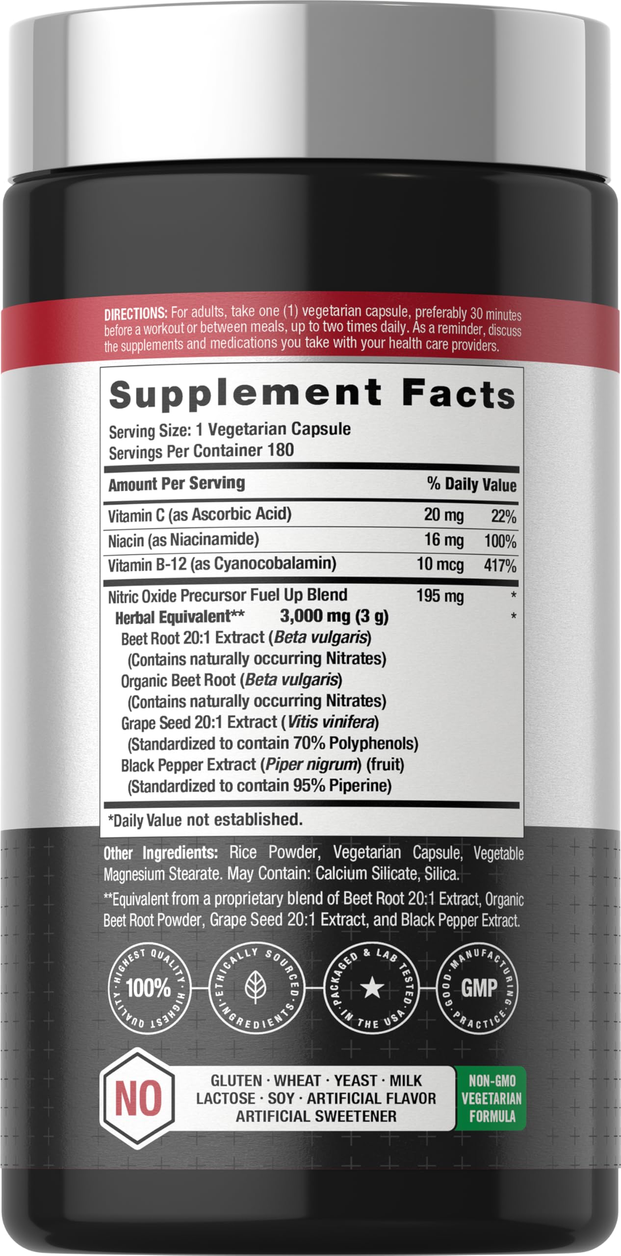 Horbäach Nitric Oxide Beet Root Capsules | 180 Count | with Nitrates and Precursor | for Men and Women | Vegetarian, Non-GMO Horbäach buy supplements canada